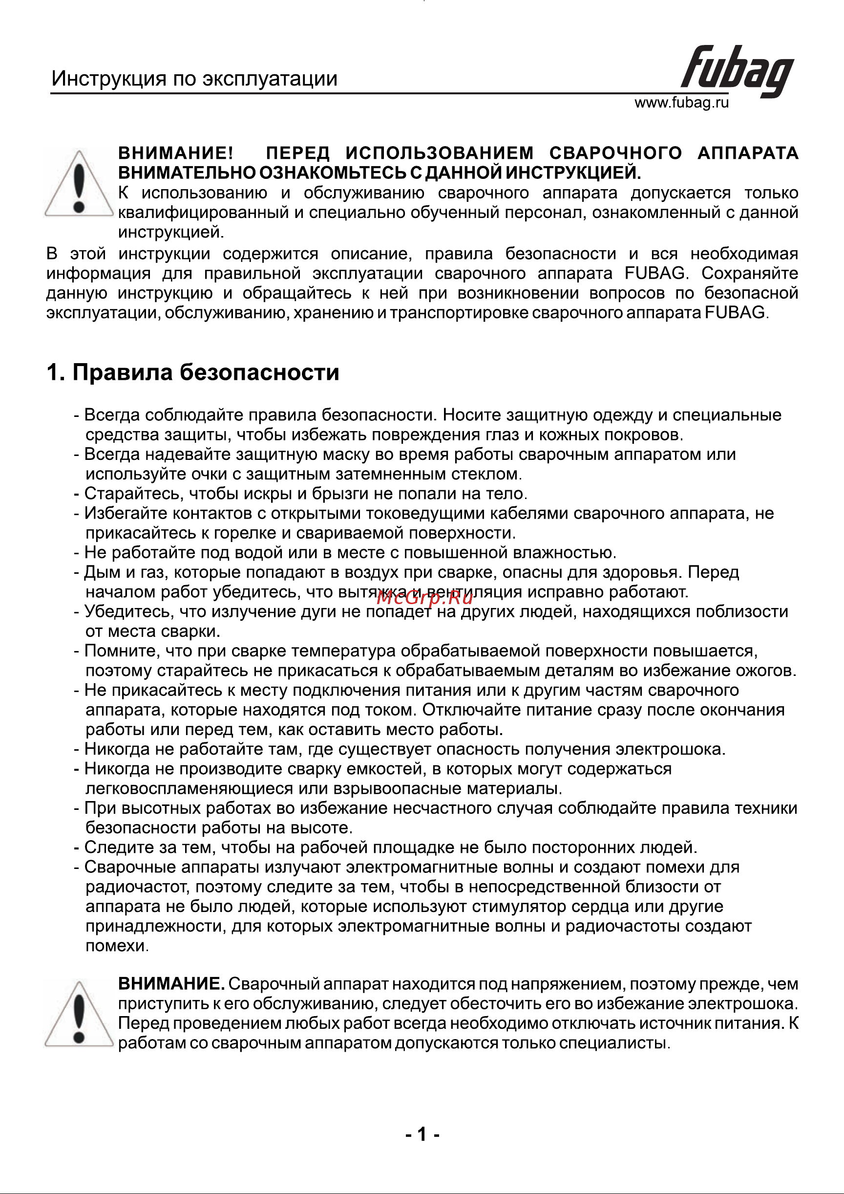 Fubag IRMIG 160 SYN, 31445, горелка FB 150, 3 м, 38440, 31445.1 Инструкция к товару онлайн [2/15] 846639