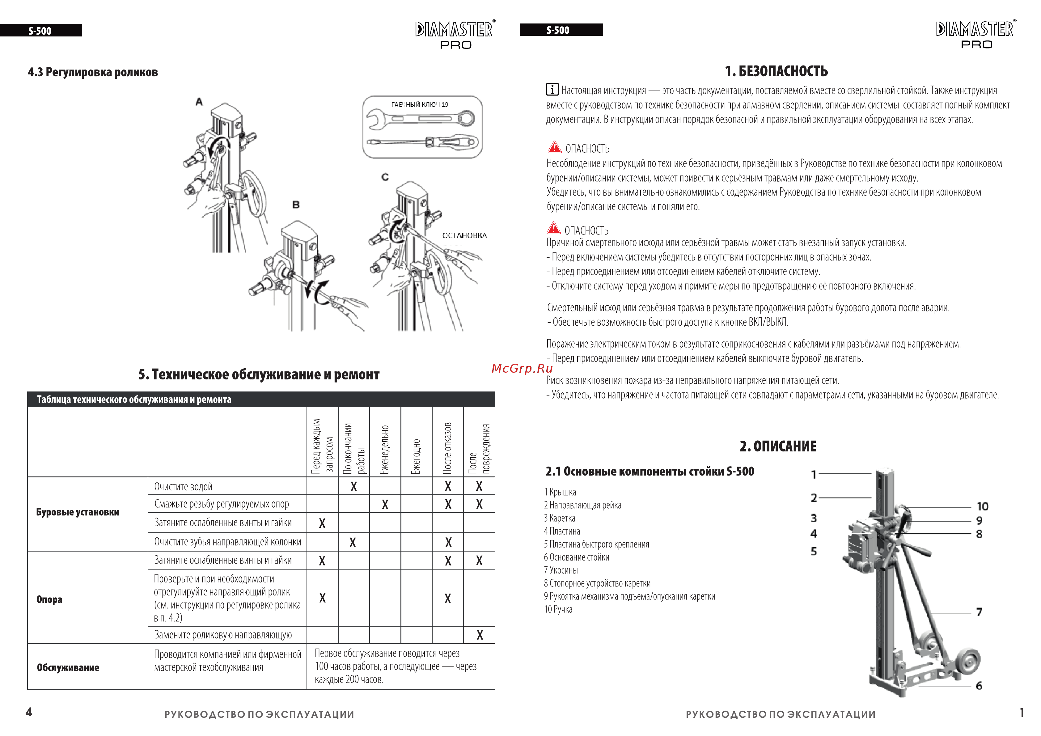 Diamaster moduldrill s-500a d 505/3e-3.9 квт, 220в, д.25-505 мм, 260/550/850 об./мин. 000.441.8560 инструкция стойка онлайн [3/4] 846780