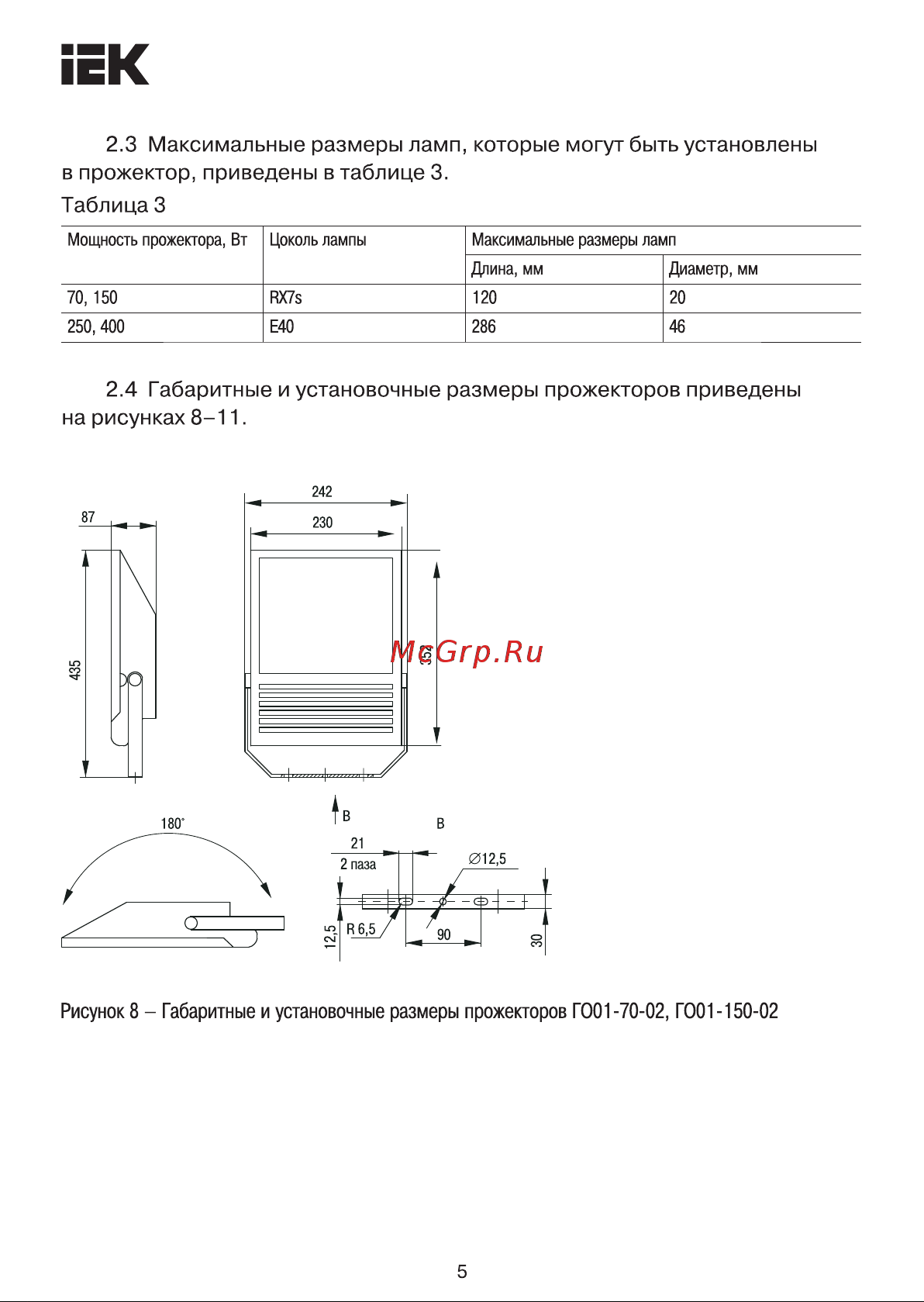Iek ГО-02-150-01 симметричный, ПРА, IP65, Rx7s LPHO02-150-01-K03 Инструкция к товару онлайн [5/11] 846975