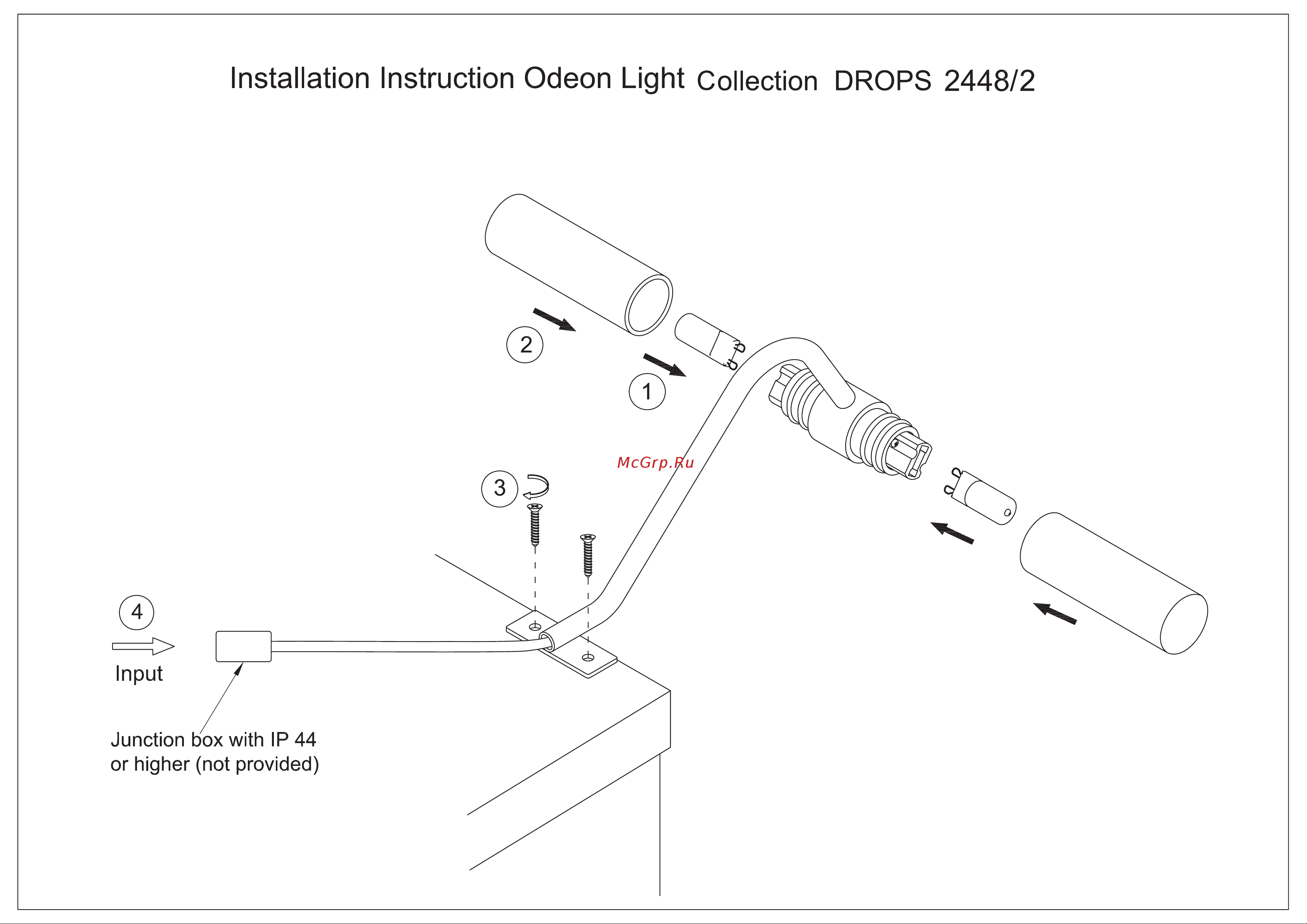 ODEON LIGHT , стекло G9 2х40W IZAR 2448/2 Инструкция к товару онлайн