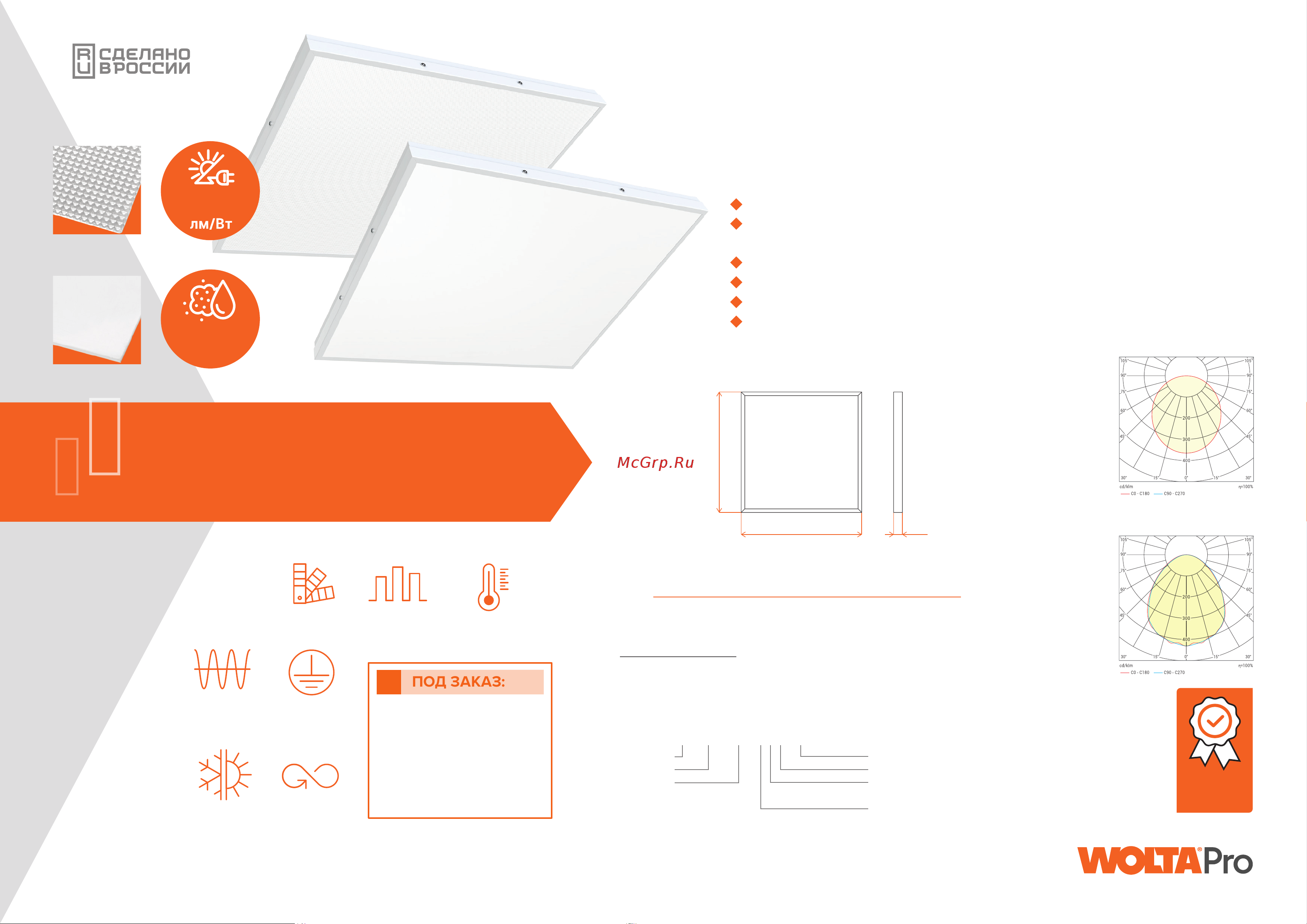Wolta PRO 36Вт, 4000К Дневной свет, IP65, Микропризма ДВО08-36-002-4К Презентация онлайн