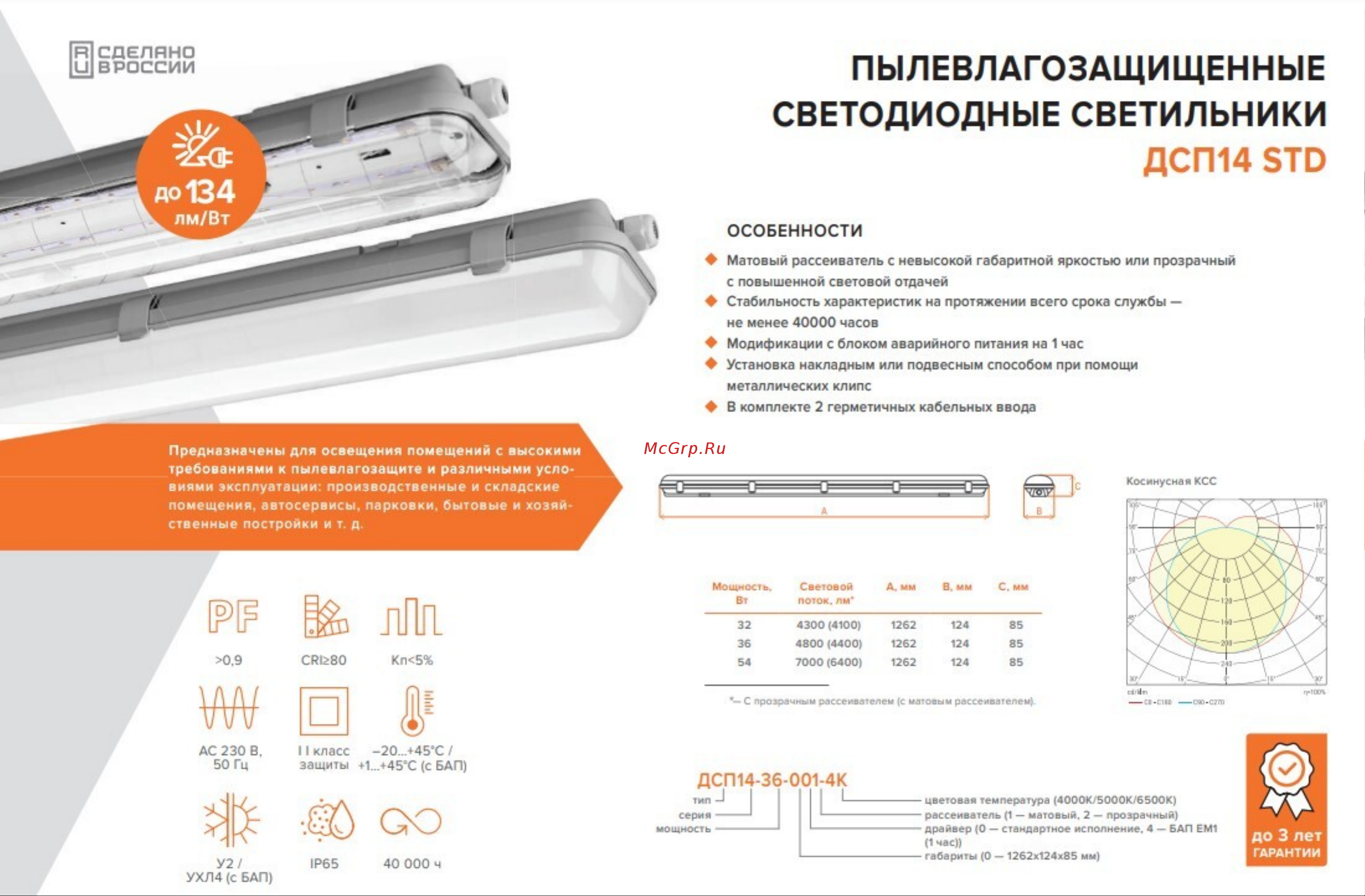 Wolta STD ДСП14 36 Вт, IP65, 4800лм, 4000К, прозрачный ДСП14-36-002-4К Презентация онлайн