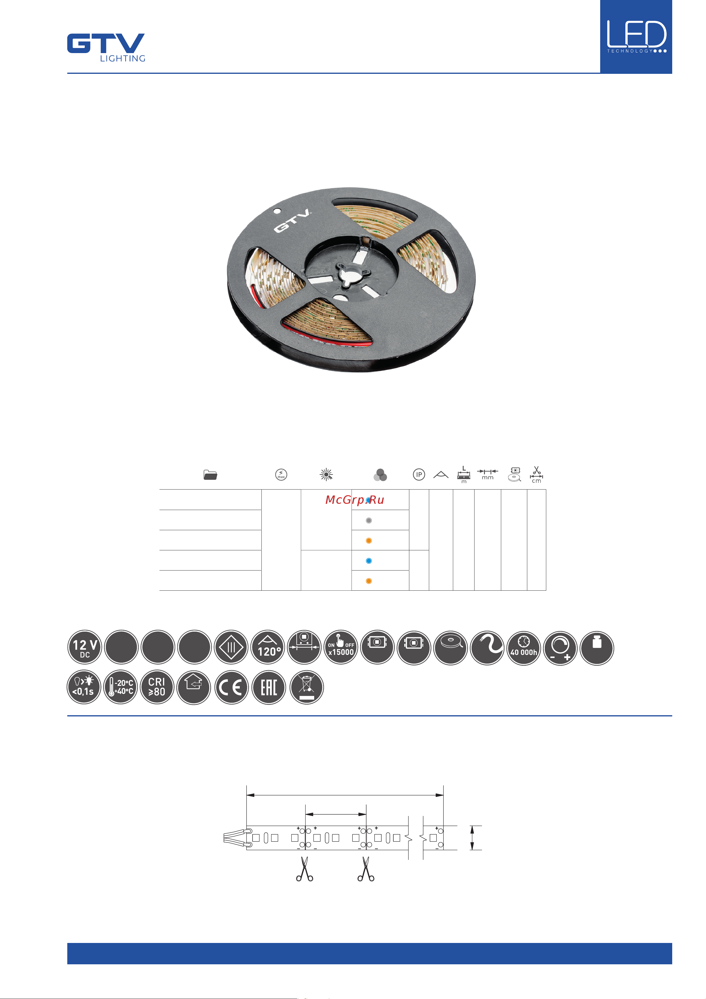 GTV FLASH 2835, 600 LED, 12V, IP20, 60W, 10MM, 5M, 2 ПРОВОДА, ЦВЕТ ТЁПЛЫЙ БЕЛЫЙ LD-2835-600-20-CB Карта продукта онлайн
