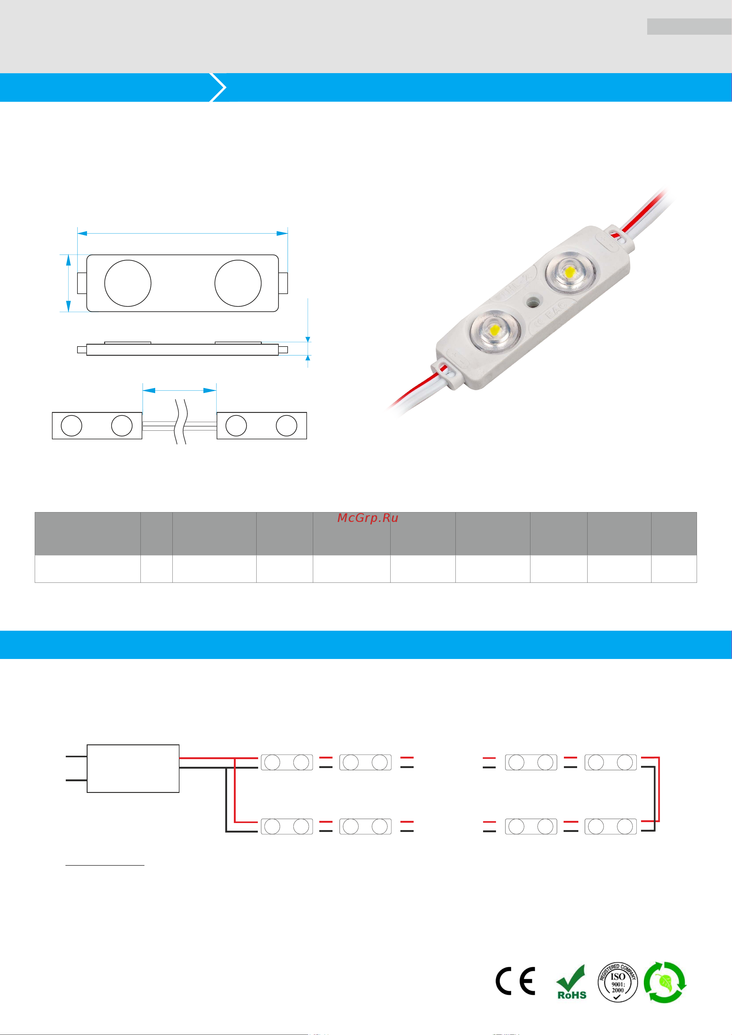 Donled 0.72Вт, 12В, IP65, SMD2835 2LED, 70лм, холодный белый, 20 шт./гирлянда DL-THL-2 Спецификация онлайн