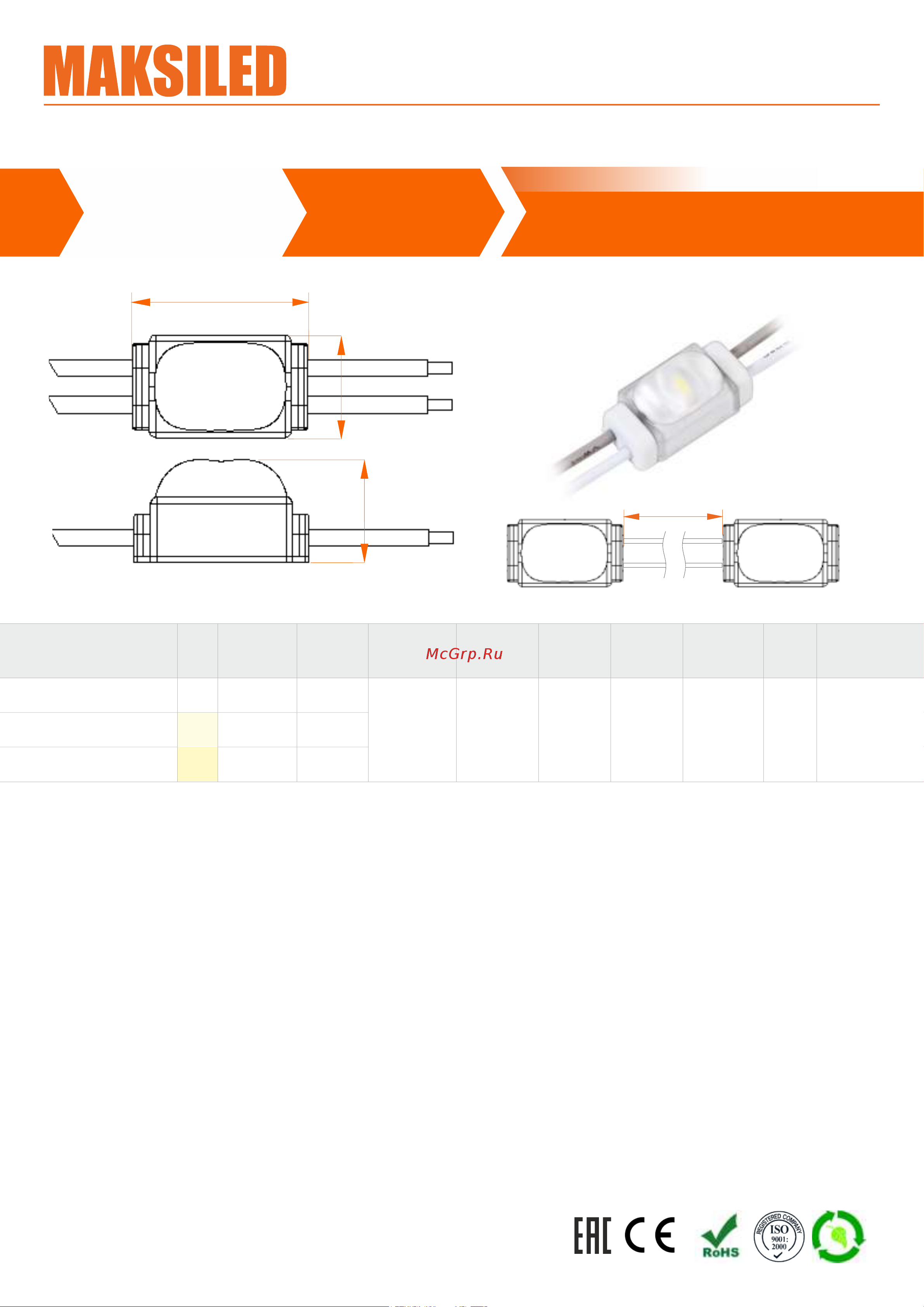 MAKSILED 0.24Вт, 12В, IP67, SMD2835 1LED, 33лм, нейтральный белый, 50 шт./упаковка ML-M1SNE-OL-2835-NW-LP Спецификация онлайн