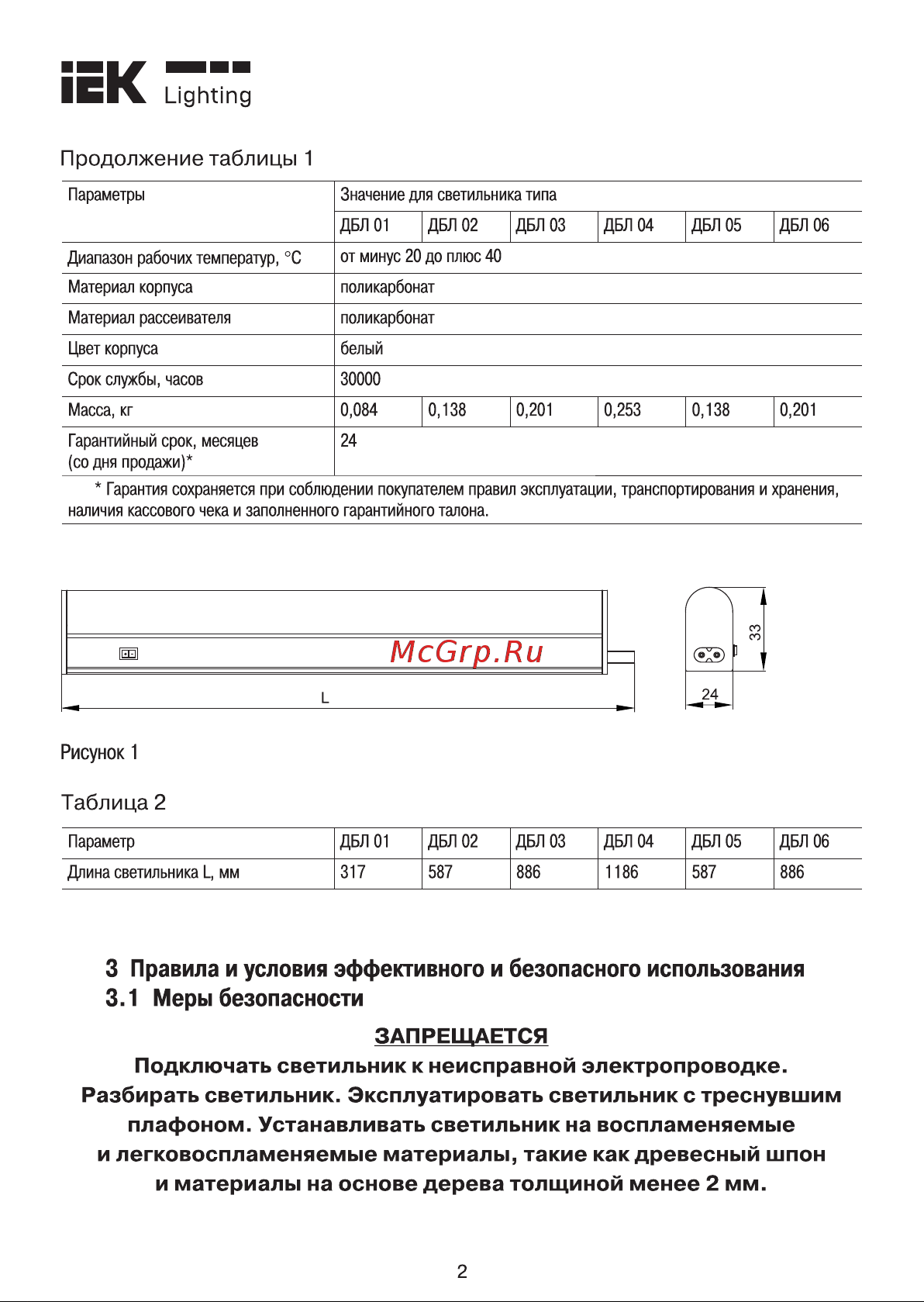 Iek Lighting для растений дбл 01 4вт 313мм LT-DBG0-01-04-K01 Инструкция к товару онлайн [2/5] 848435