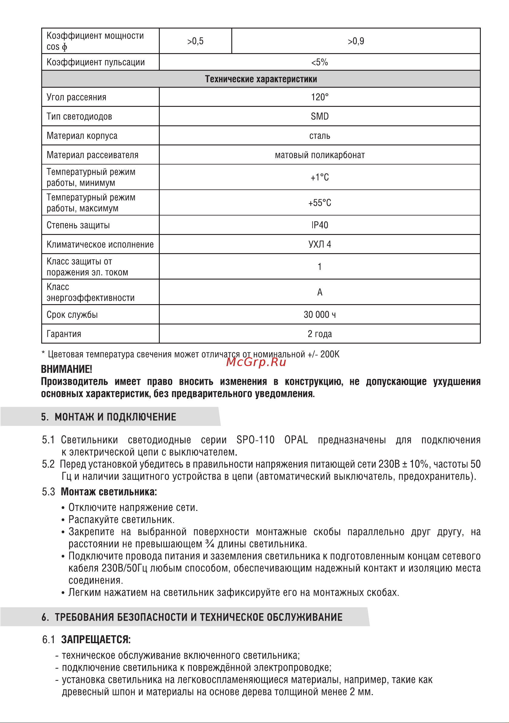 IN HOME , SPO-110, OPAL, 18Вт, 230В, 4000К, 1530Лм, 600мм, IP40 4690612032740 Инструкция к товару онлайн [2/4] 848472