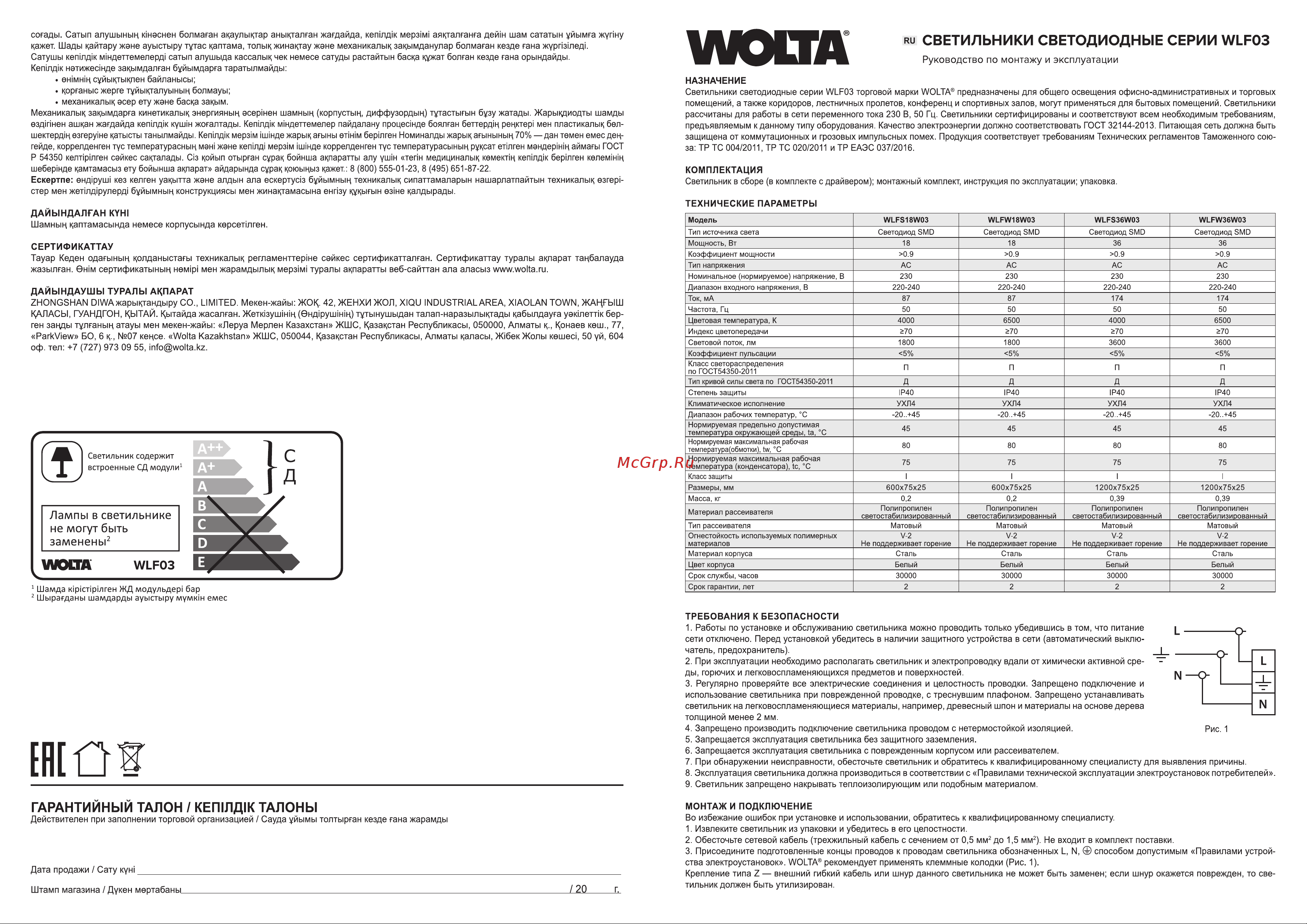 Wolta IP20, корпус WT82150-02 Паспорт онлайн