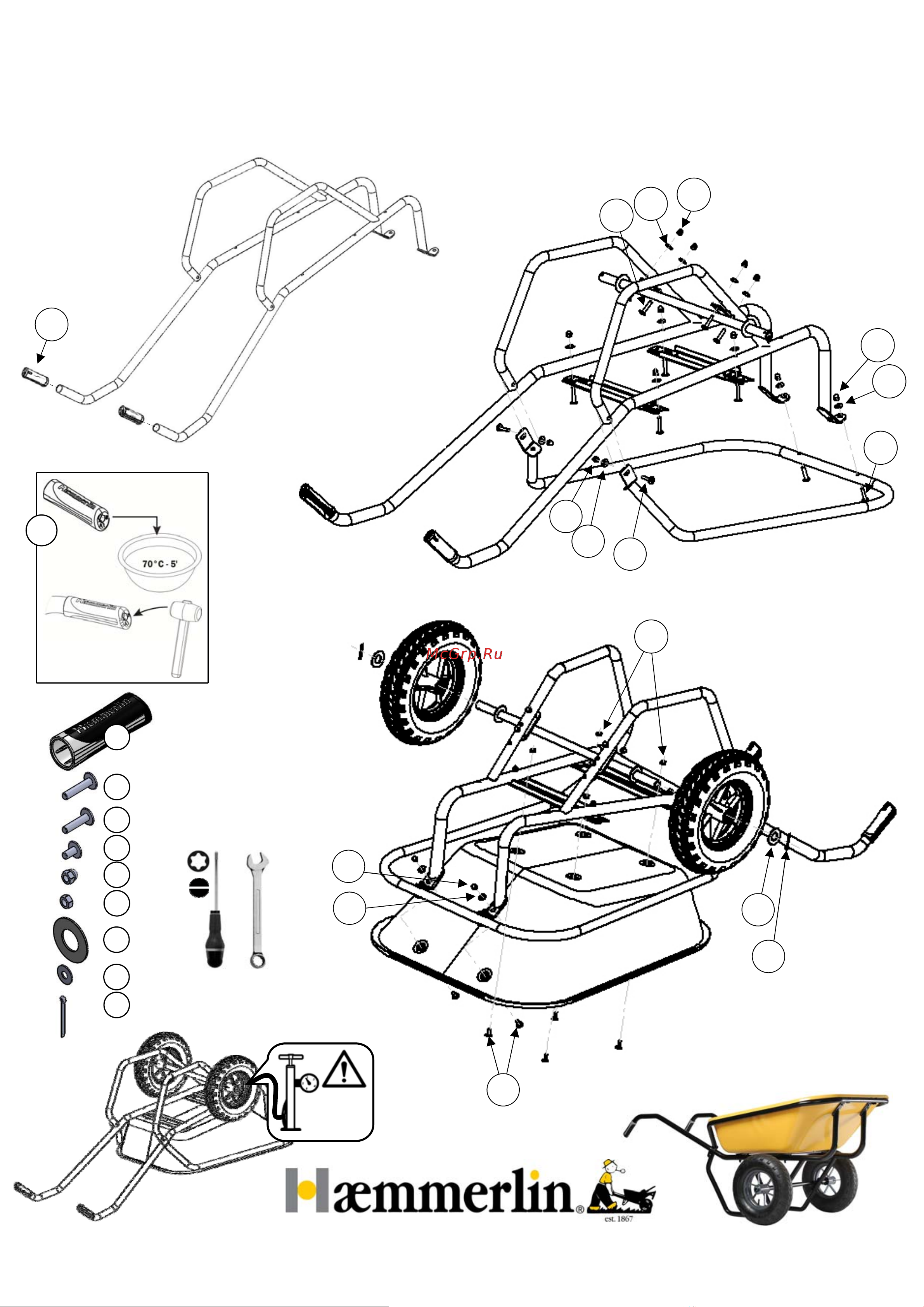 Haemmerlin EXCELLIUM TWIN 230 л, с непробиваемым колесом на подшипнике 306050501 Инструкция по сборке онлайн