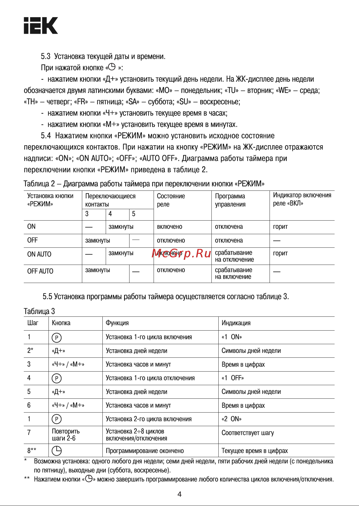 Iek ТЭ-15 ИЭК MTA10-16 Инструкция к товару онлайн [4/6] 848774