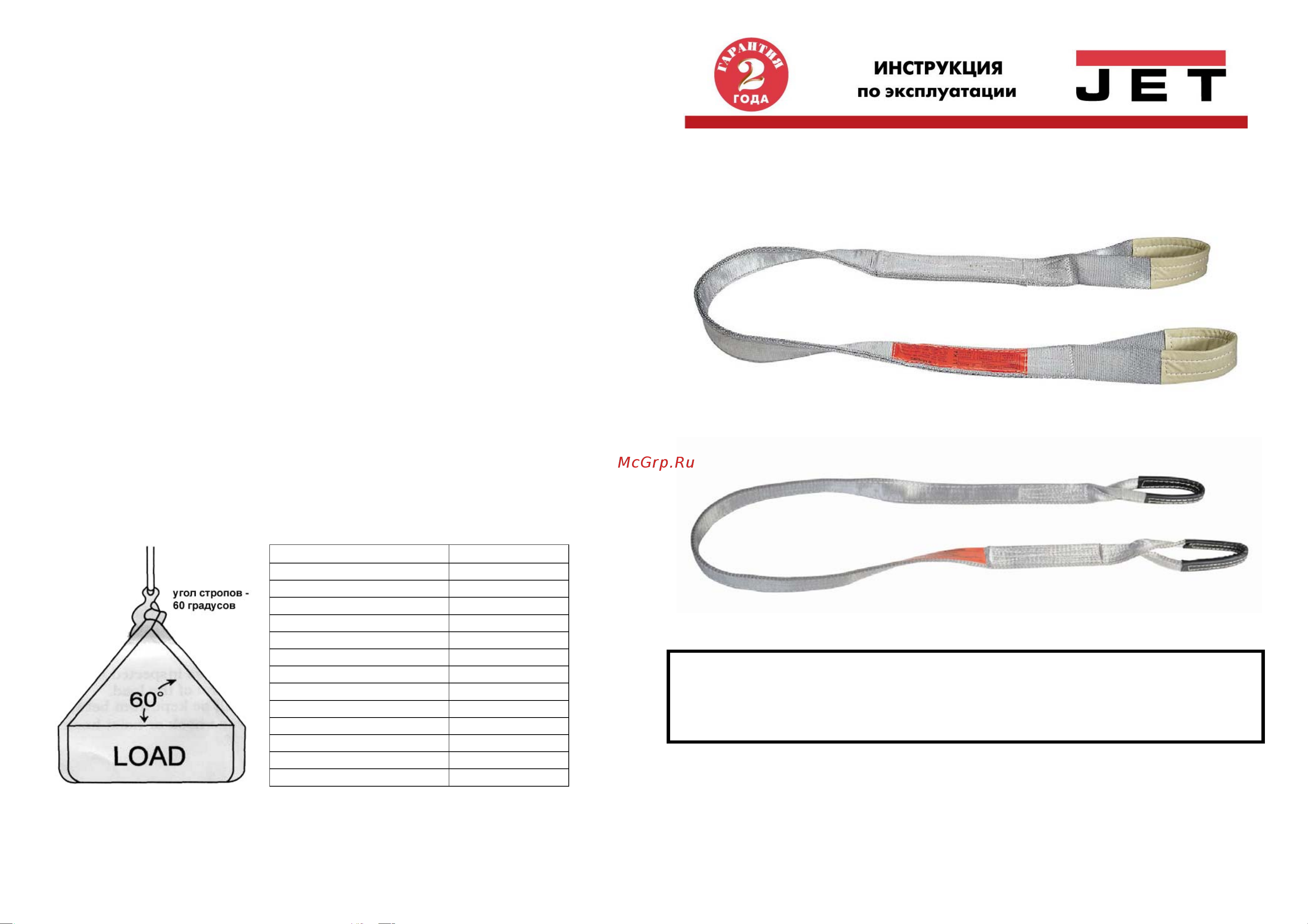 Jet WSFE-4-10 JE252321 Инструкция к стропе JET WSFE-4-10 JE252321 онлайн [2/3] 848946