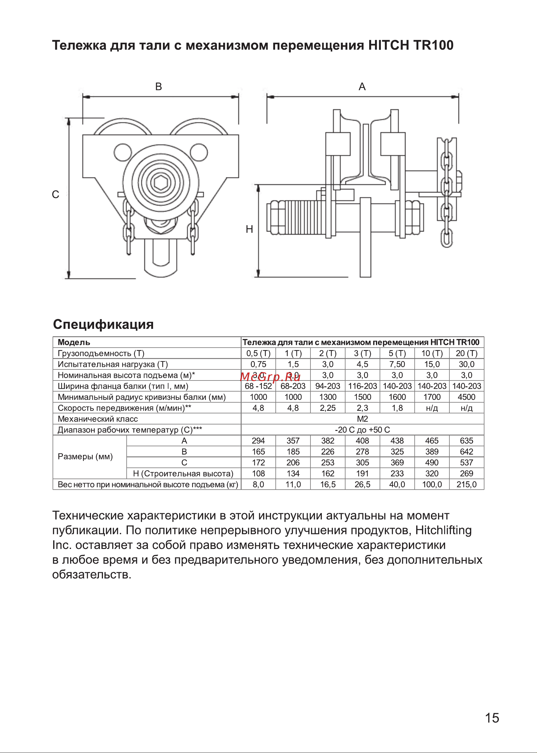 HITCH TR100, 2 т, 3 м SZ068955 Руководство по эксплуатации онлайн [15/28] 849188