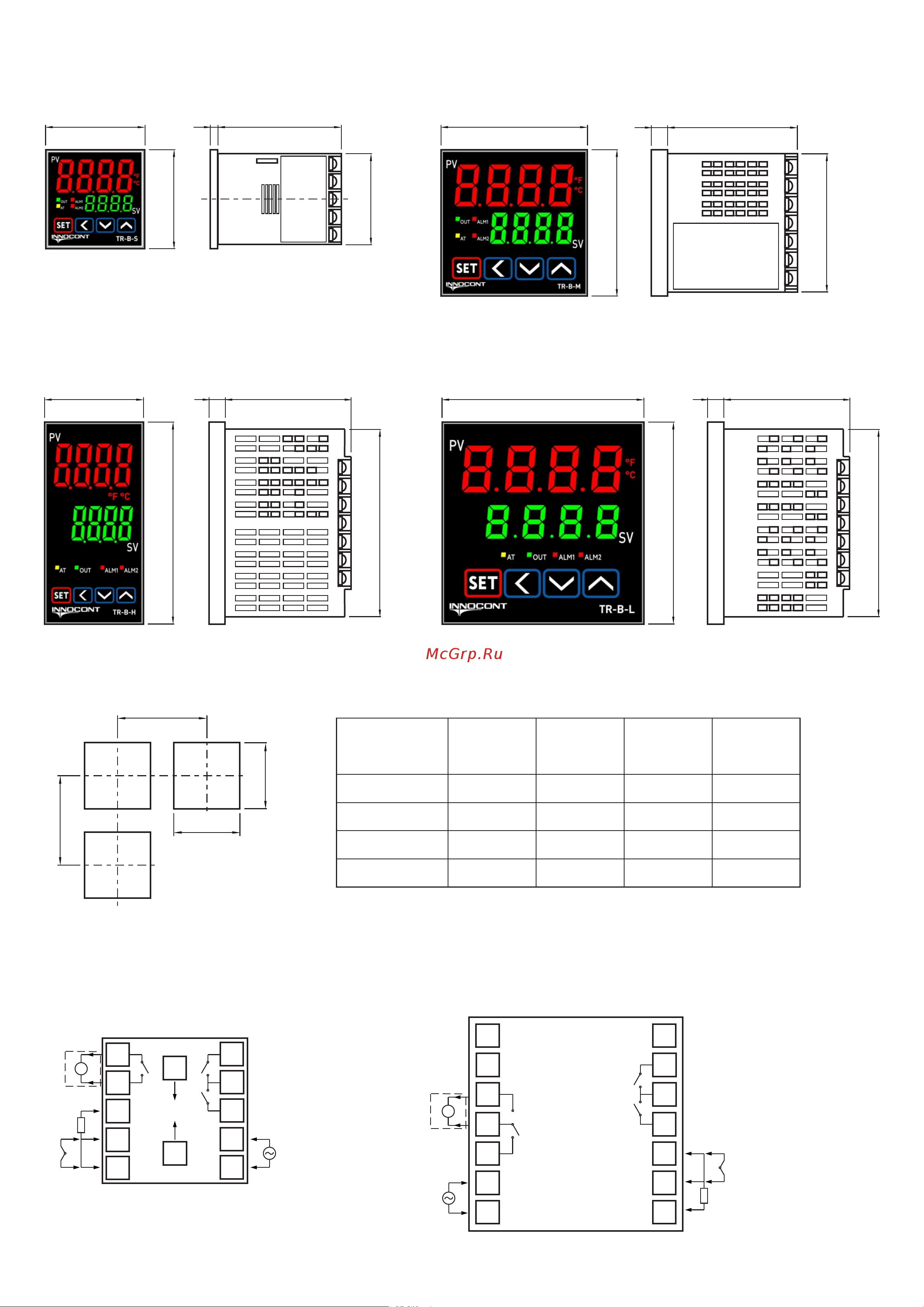 INNOCONT 2 дисплея, 4 разряда, 48x96x62 мм, 2 аварийных выхода, 110-220VAC, выход: реле + твердотельное реле TR-B-H Инструкция онлайн [4/13] 849265