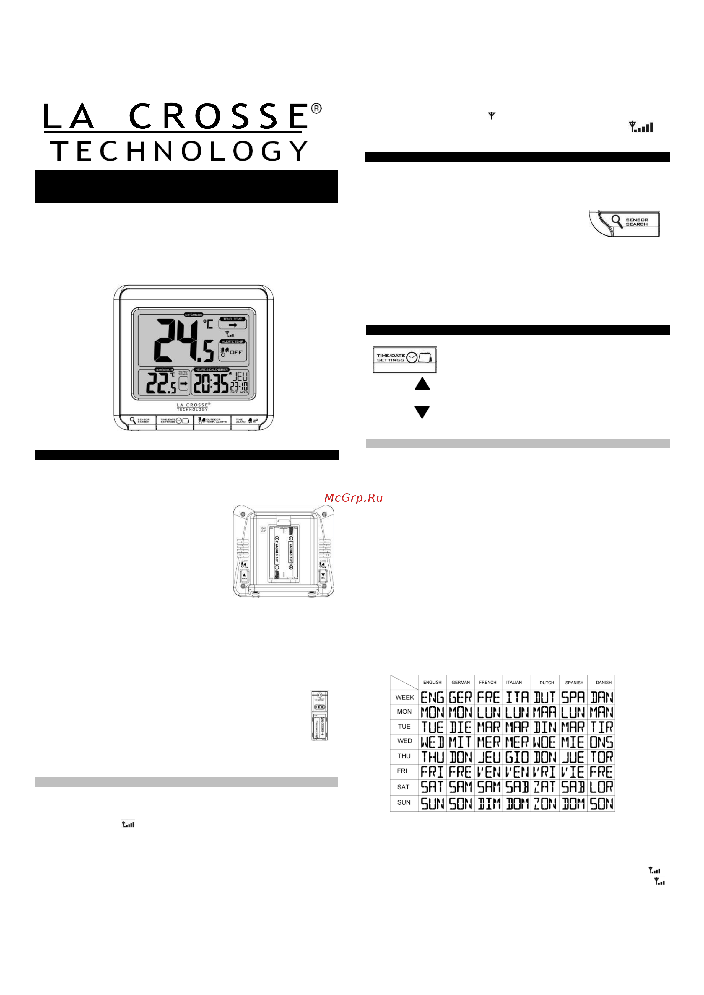 La Crosse Technology WS6811 Инструкция к товару онлайн