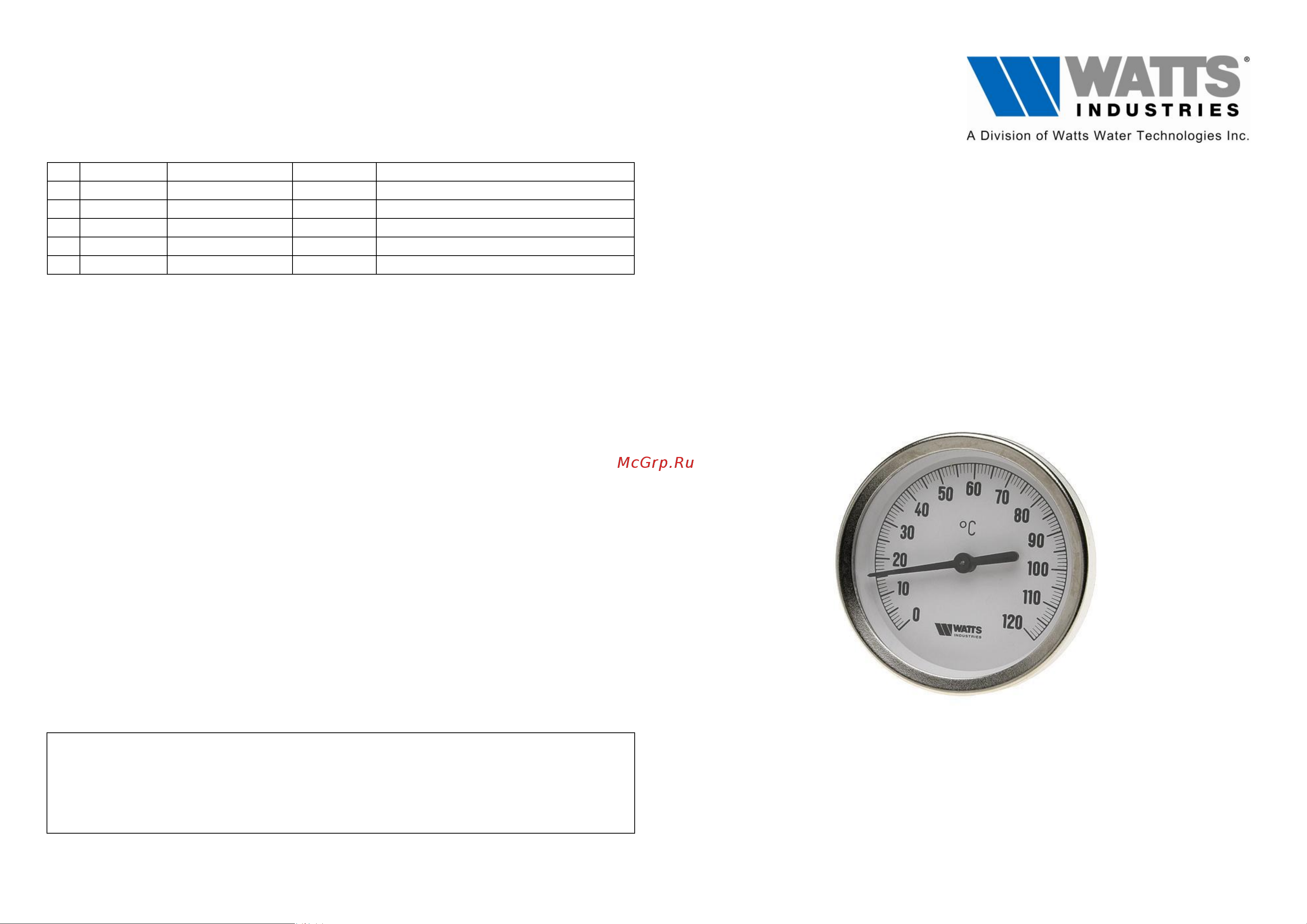 WATTS F+R801 OR биметаллический 63mm, 0-160 C, гильза 75 мм 10005810 паспорт онлайн [2/2] 850092