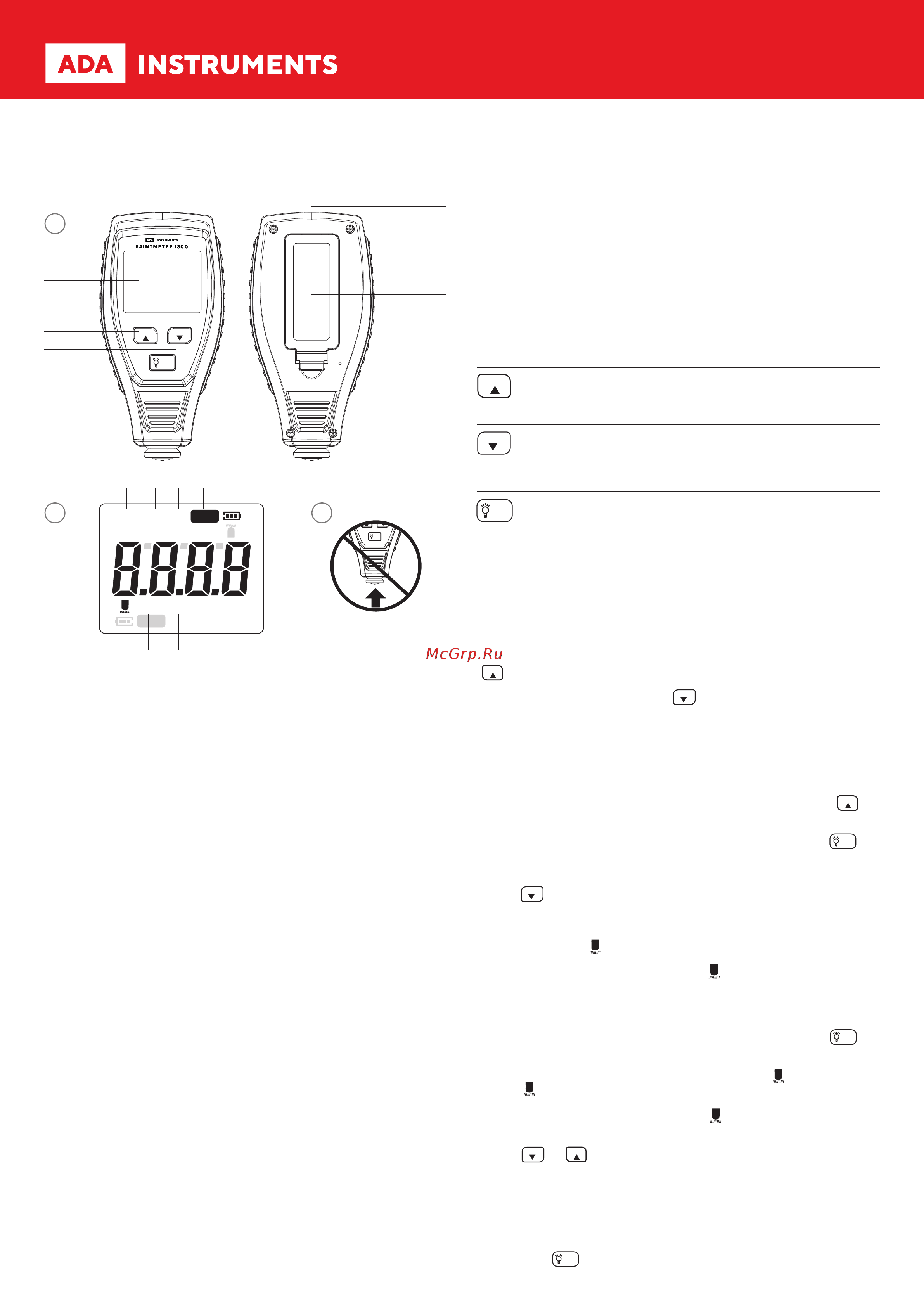 Ada PaintMeter 1800 А00656 Инструкция pdf онлайн