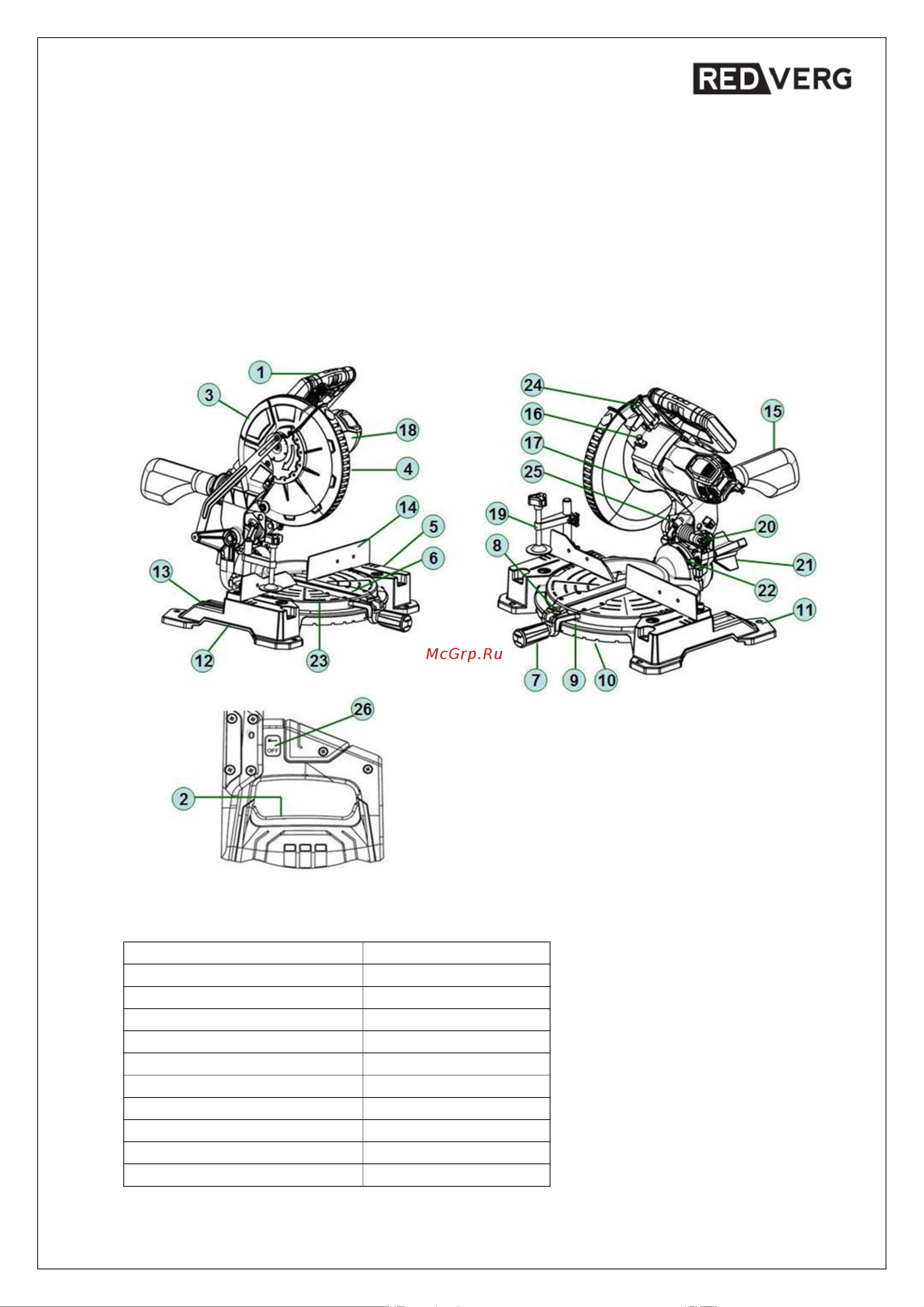 RedVerg RD-MS255-1400 6614996 Инструкция Торцовочная пила RD-MS255-1400 онлайн [3/23] 851027