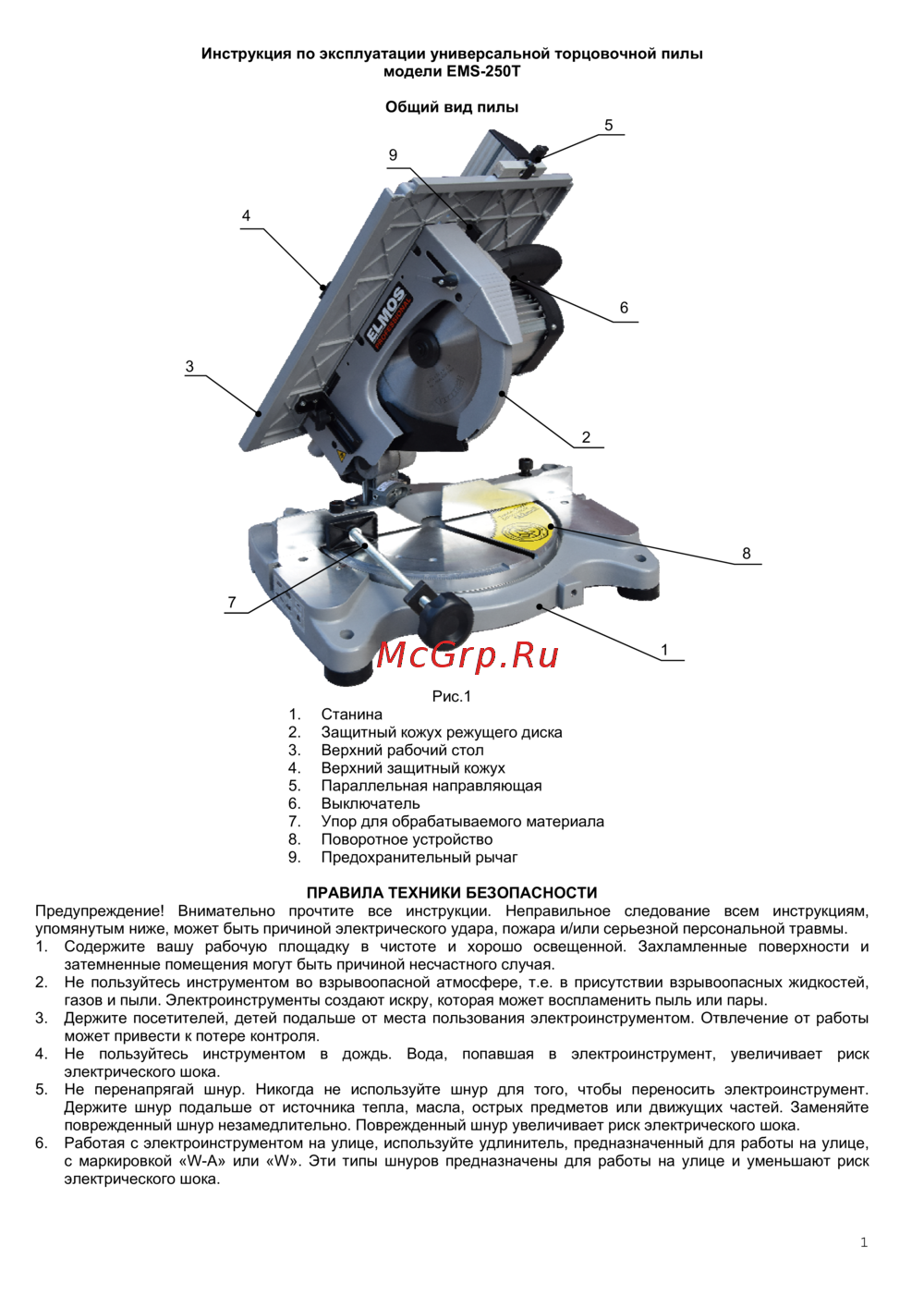 Elmos EMS250T e70 304 Инструкция к товару