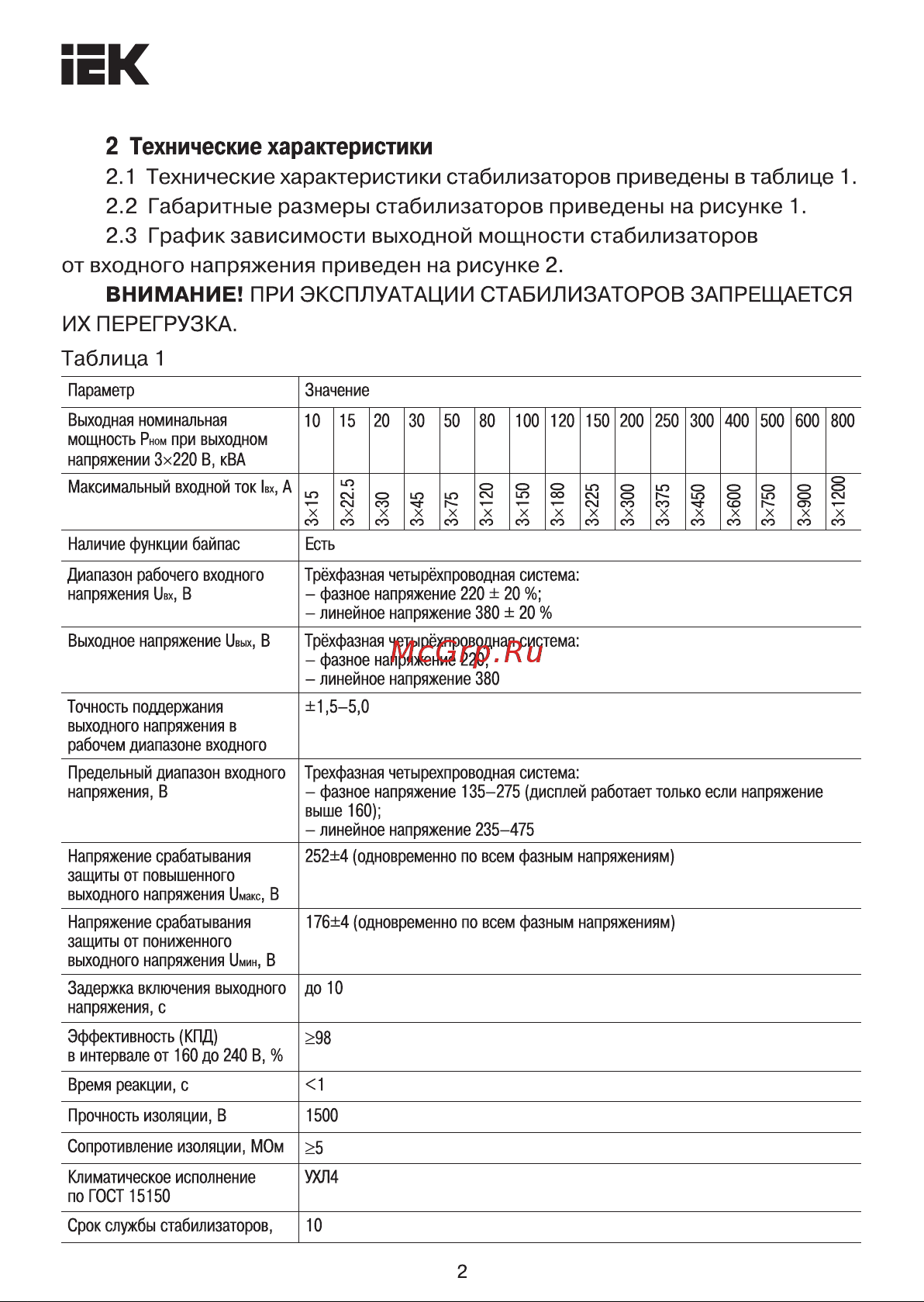 Iek , напольный 100кВА INDUSTRIAL IVS10-3-100-12 Инструкция к товару онлайн [2/14] 868195