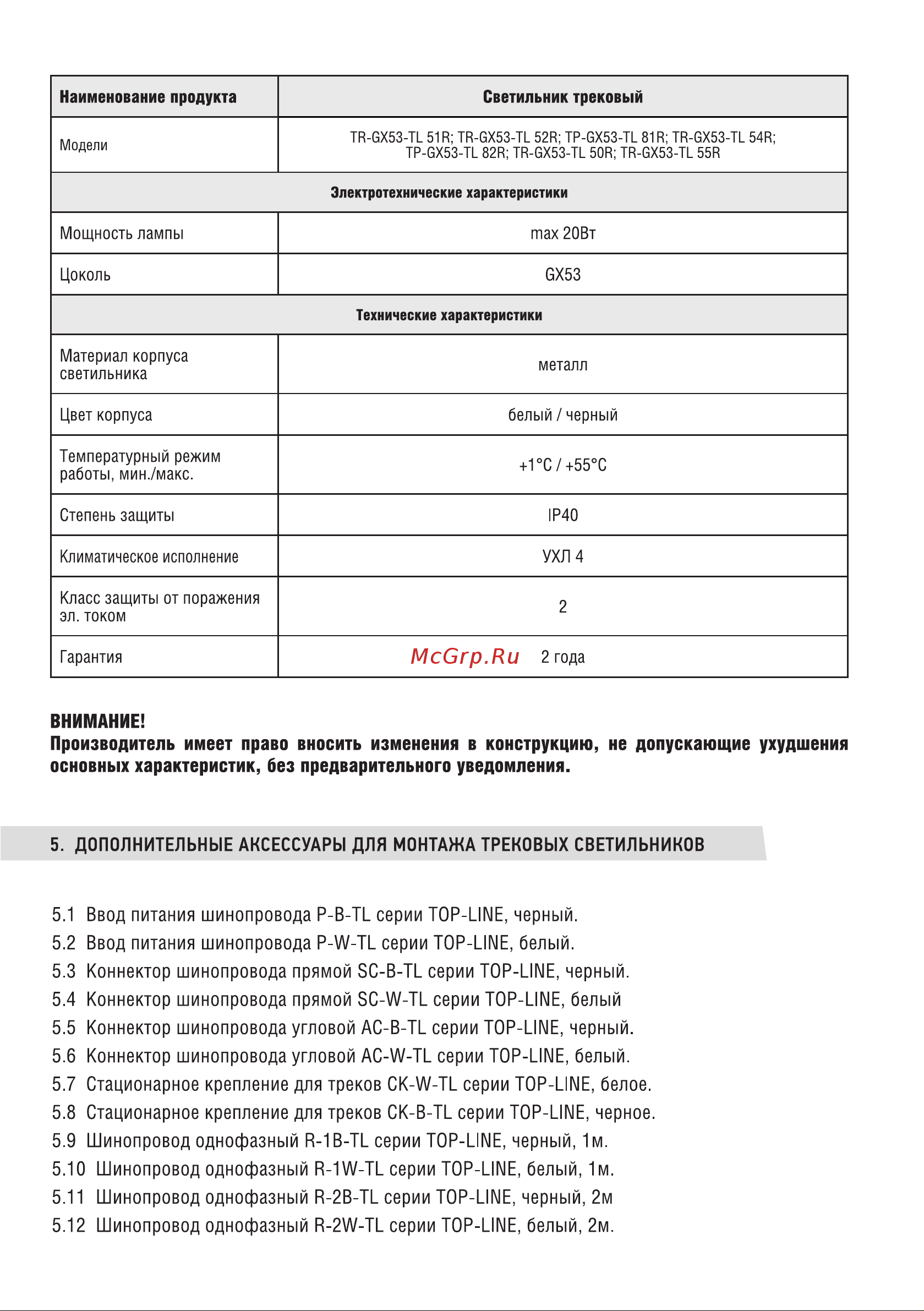 IN HOME TR-GU10-TL 2RB GU10, 230В, черный, серии TOP-LINE 4690612037592 Паспорт изделия онлайн [3/8] 851557