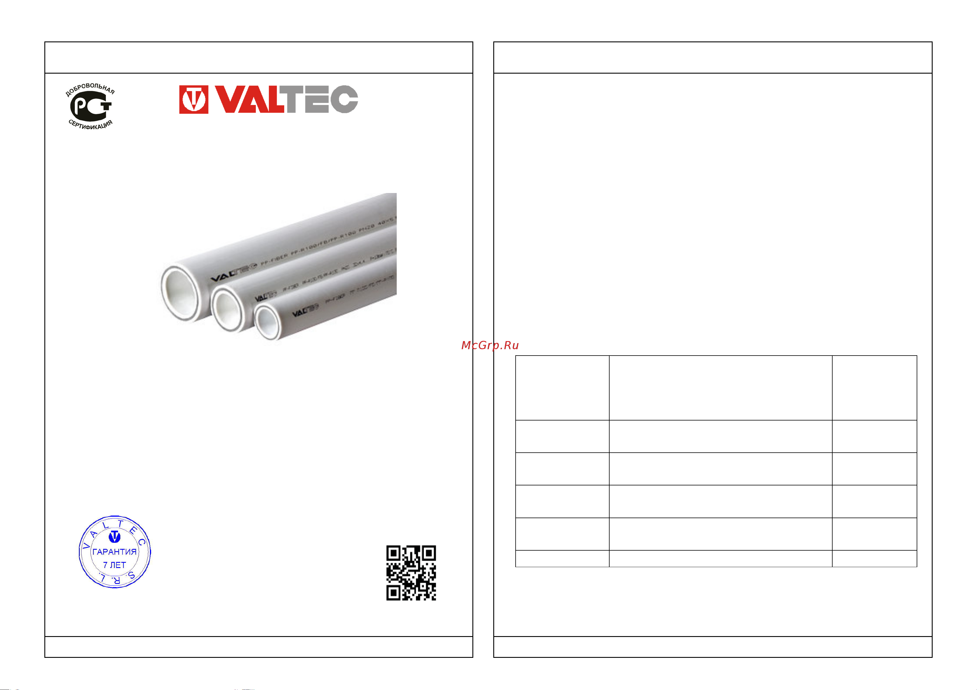 Valtec PP-FIBER PN 20, 110 мм, белый VTp.700.FB20.110 Инструкция к Valtec P-FIBER PN 20 VTp.700.FB20.110 онлайн
