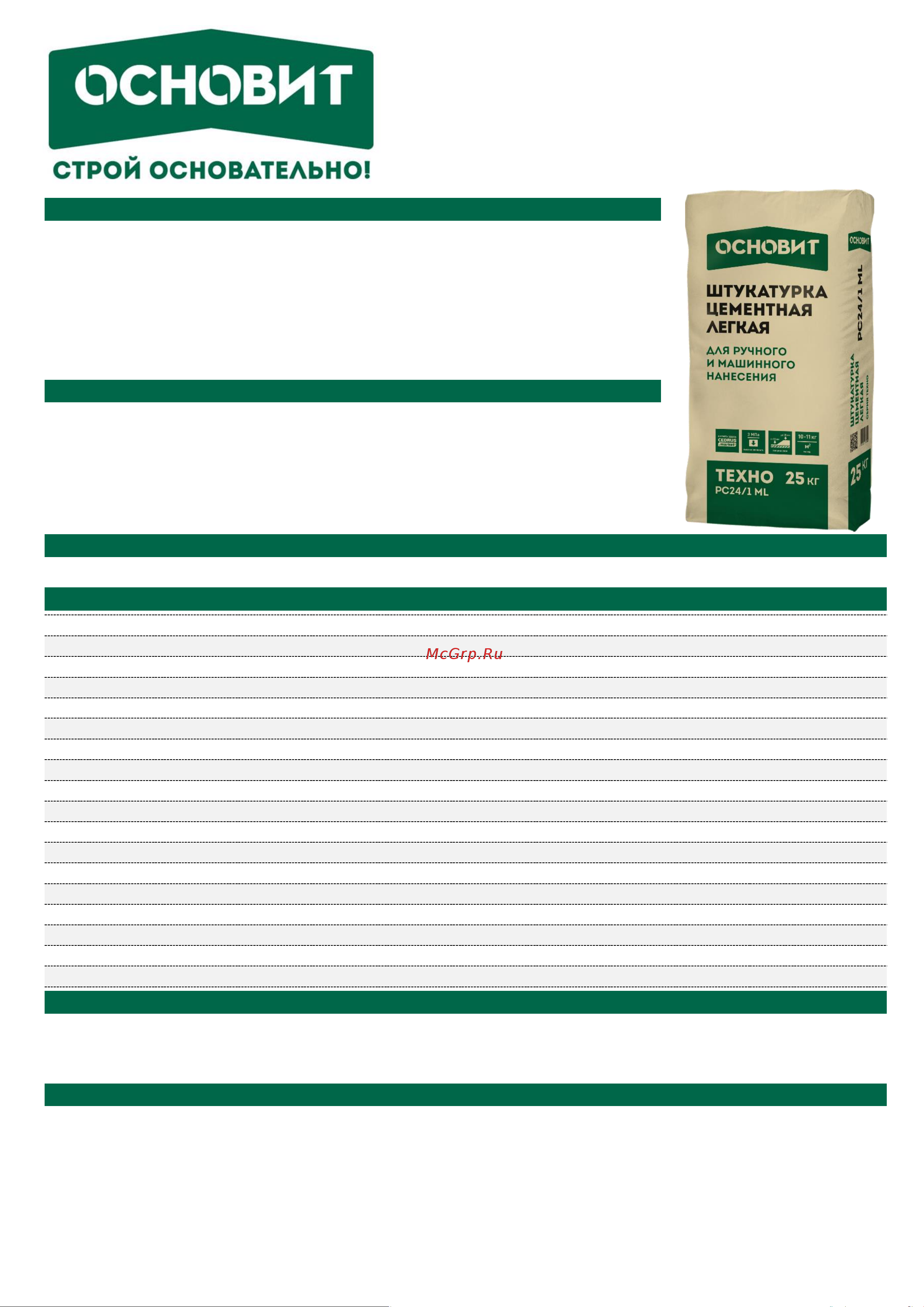 Основит ТЕХНО РС24/1 ML машинного и ручного нанесения, 25 кг 89573 Инструкция онлайн