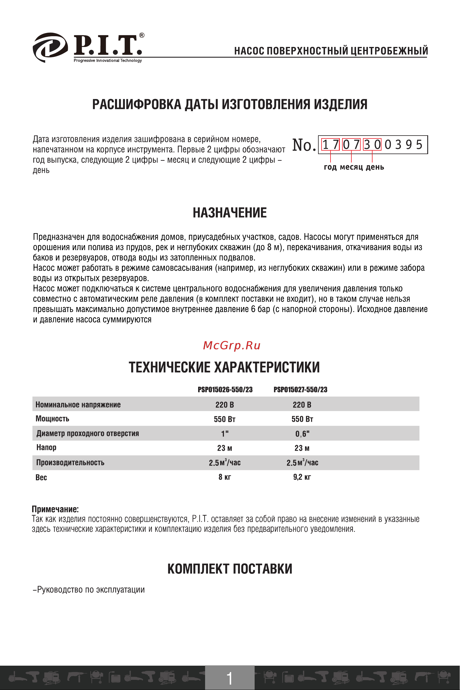 P.I.T. PSP015027-550/23 Инструкция к P.I.T. PSP015027-550/23 онлайн [2/12] 852158