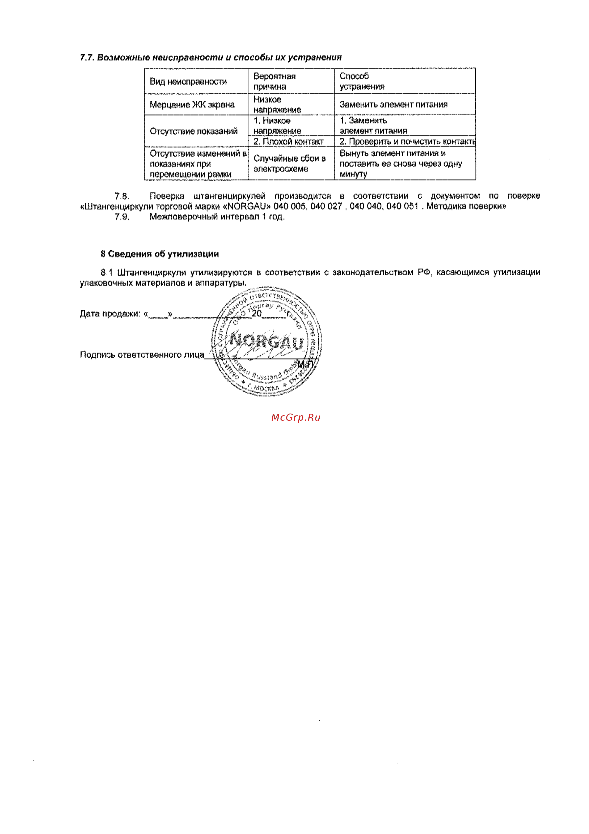 Norgau ABS 0-150 мм/0,01 мм, тип NCD-15AD 040040015 Инструкция к NORGAU 040040015 онлайн [6/6] 852452