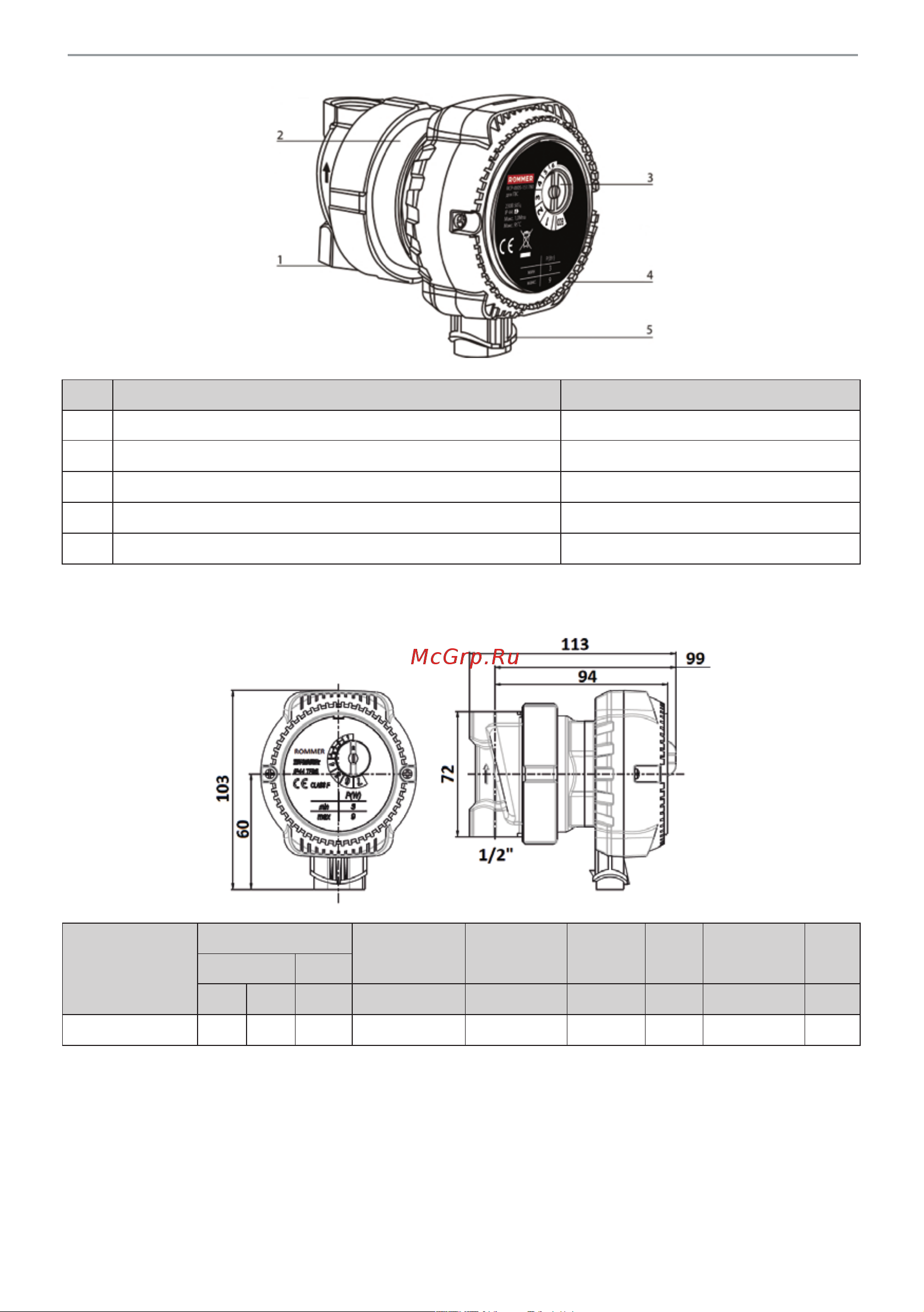 Rommer с таймером RCP-0005-152080 RG0092KSG51541 Технический паспорт онлайн [2/8] 852623