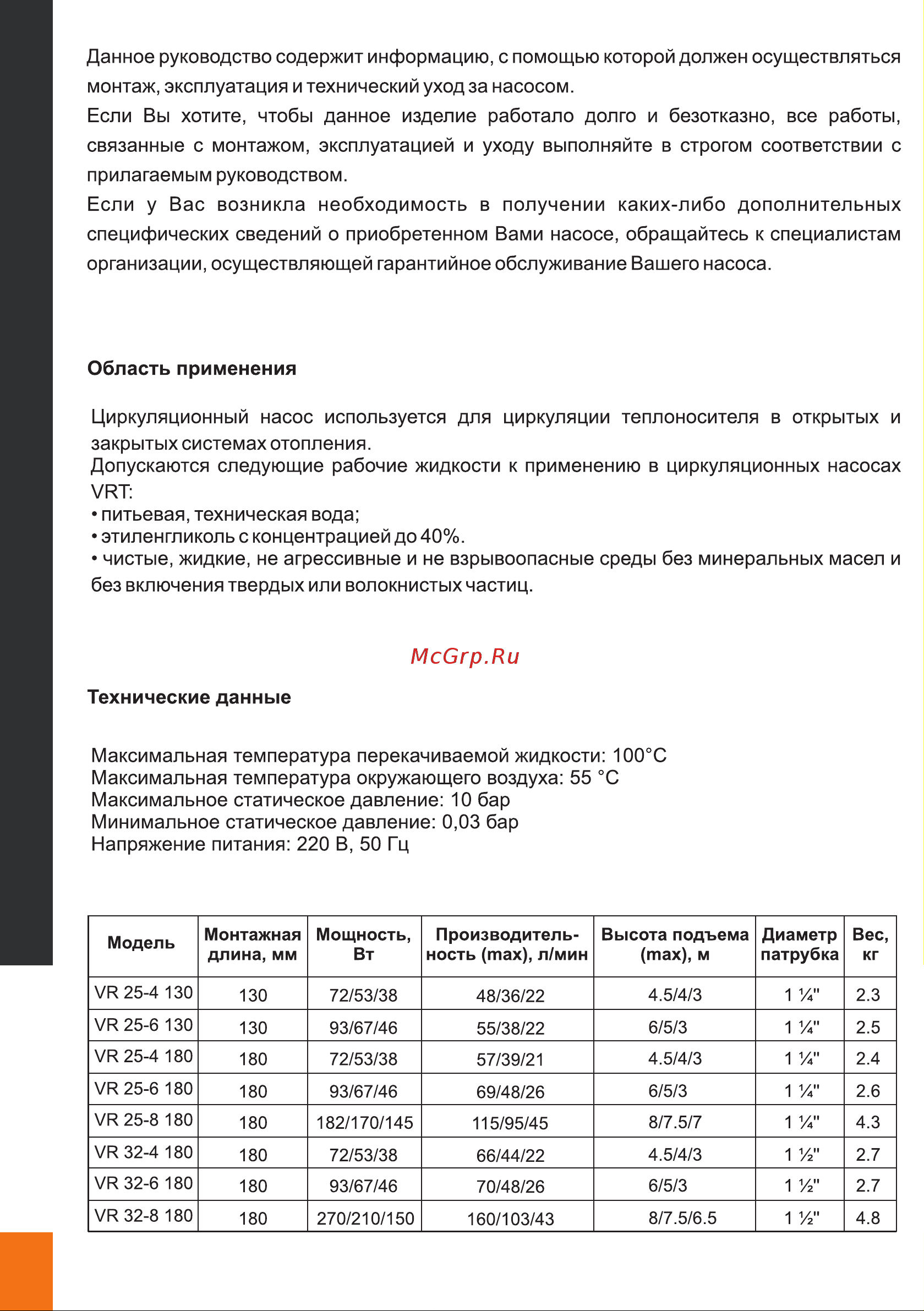 ВРТ VR 32-8 180, с гайками 538291 Инструкция онлайн [2/8] 852801