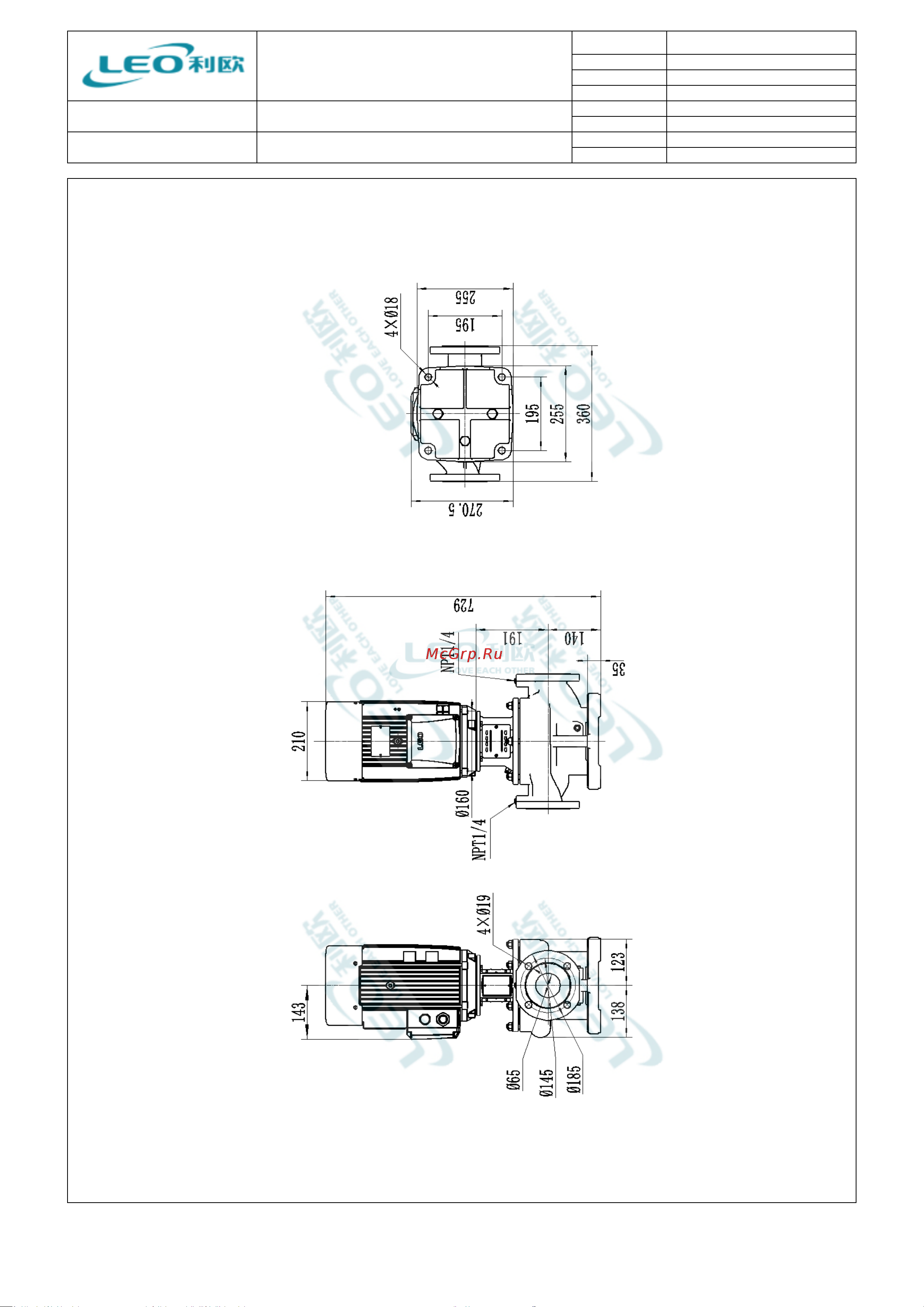 LEO LPP 65-21-4/2, 4,0 кВт, 380В, Qmax. 60,0 m3h, Hmax. 24 m 1082 Тех. данные онлайн [5/6] 852813