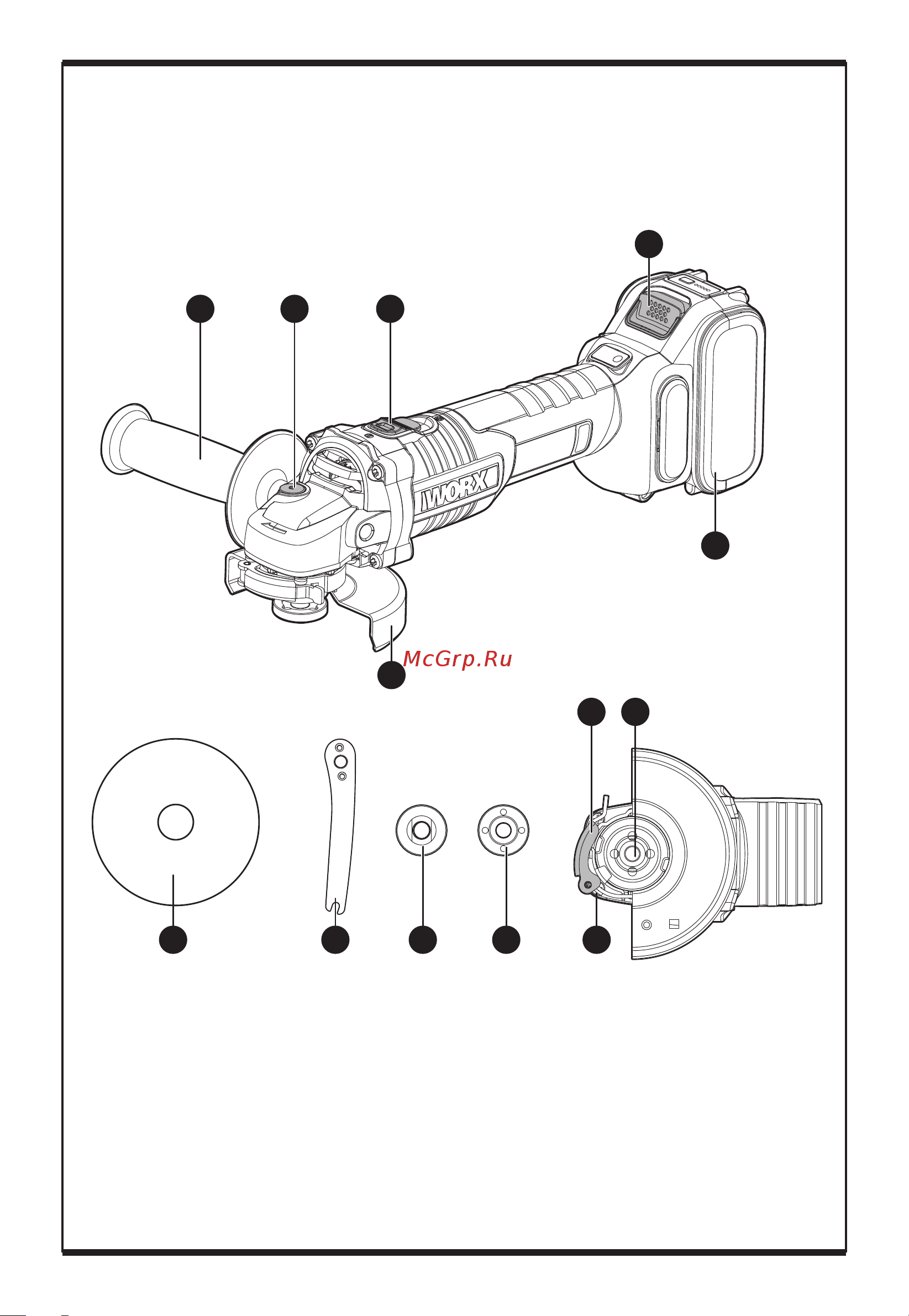 WORX Professional WU809.1 20В, 125мм, 4Ач х2, ЗУ WU809.1 Инструкция WU809.1 онлайн [2/20] 853545