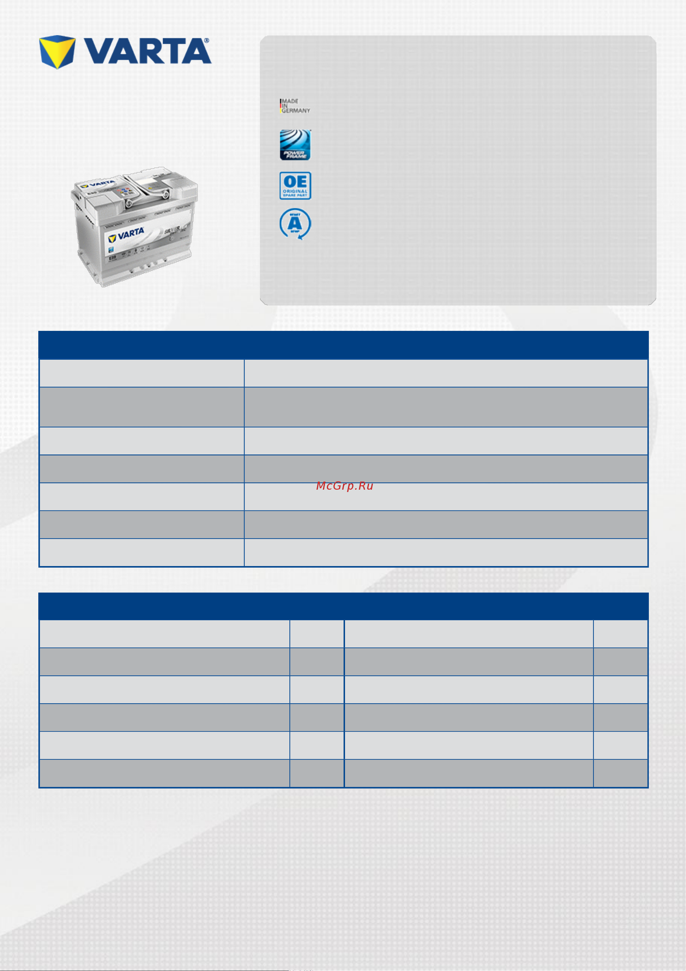 Varta 6СТ70з SILVER DYN AGM 278х175х190 570 901 076 D85 2 E39 Инструкция к Varta 6СТ70з SILVER DYN AGM 570 901 076 D85 2 E39 онлайн