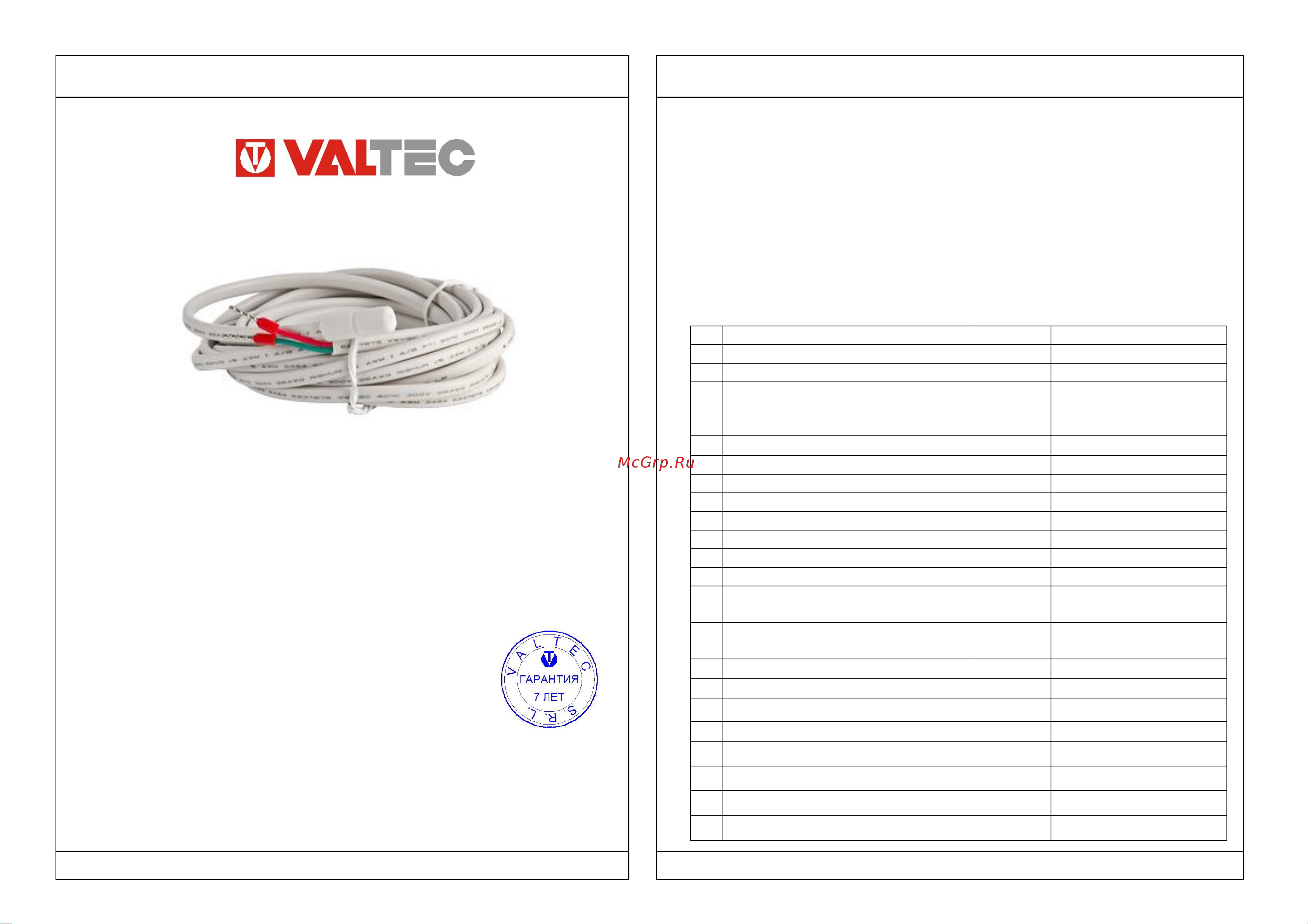 Valtec VT.AC501.0.0 Инструкция к Valtec VT.AC501.0.0 онлайн
