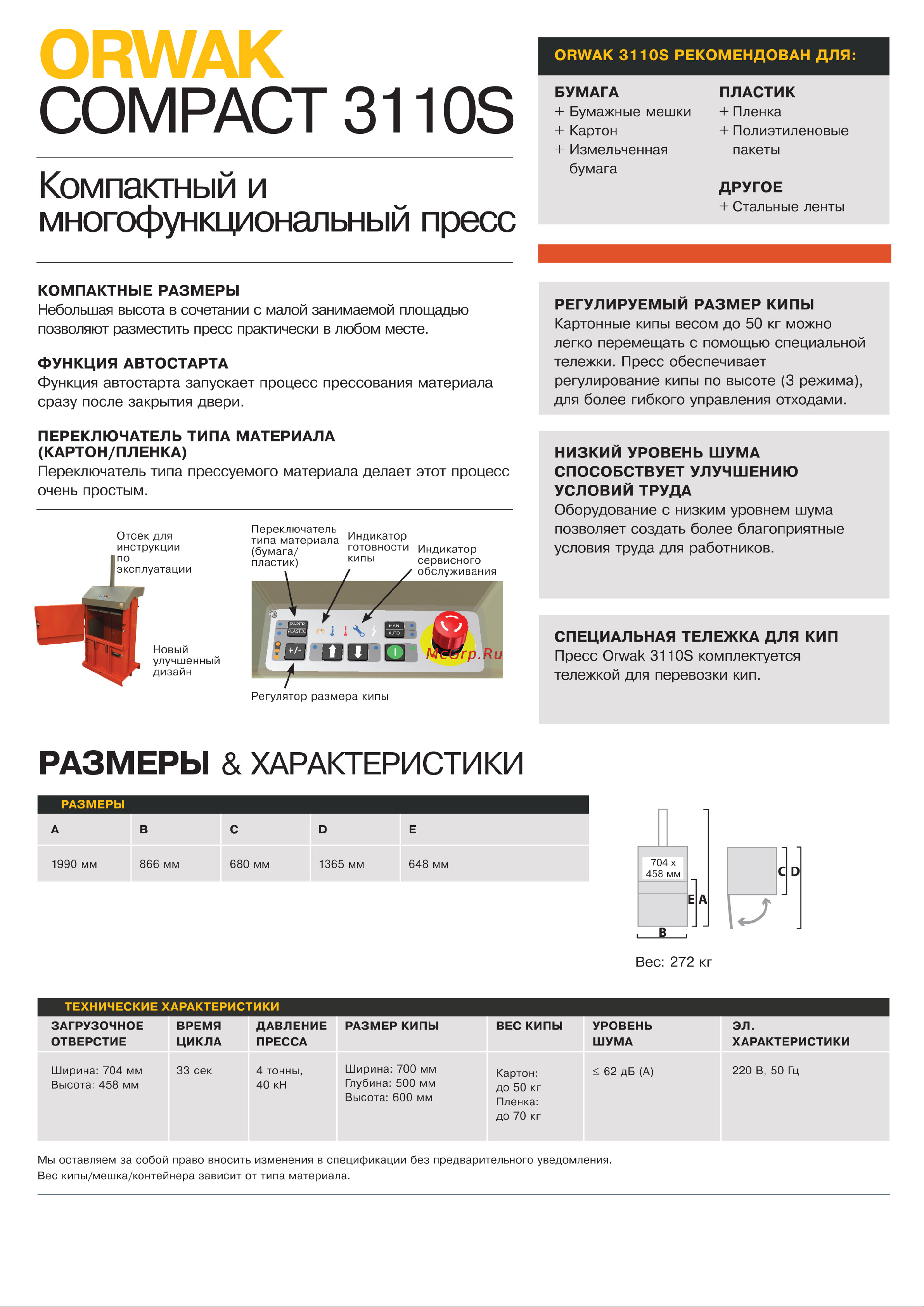 ORWAK 3110 00-00008390 Инструкция онлайн [2/2] 855132