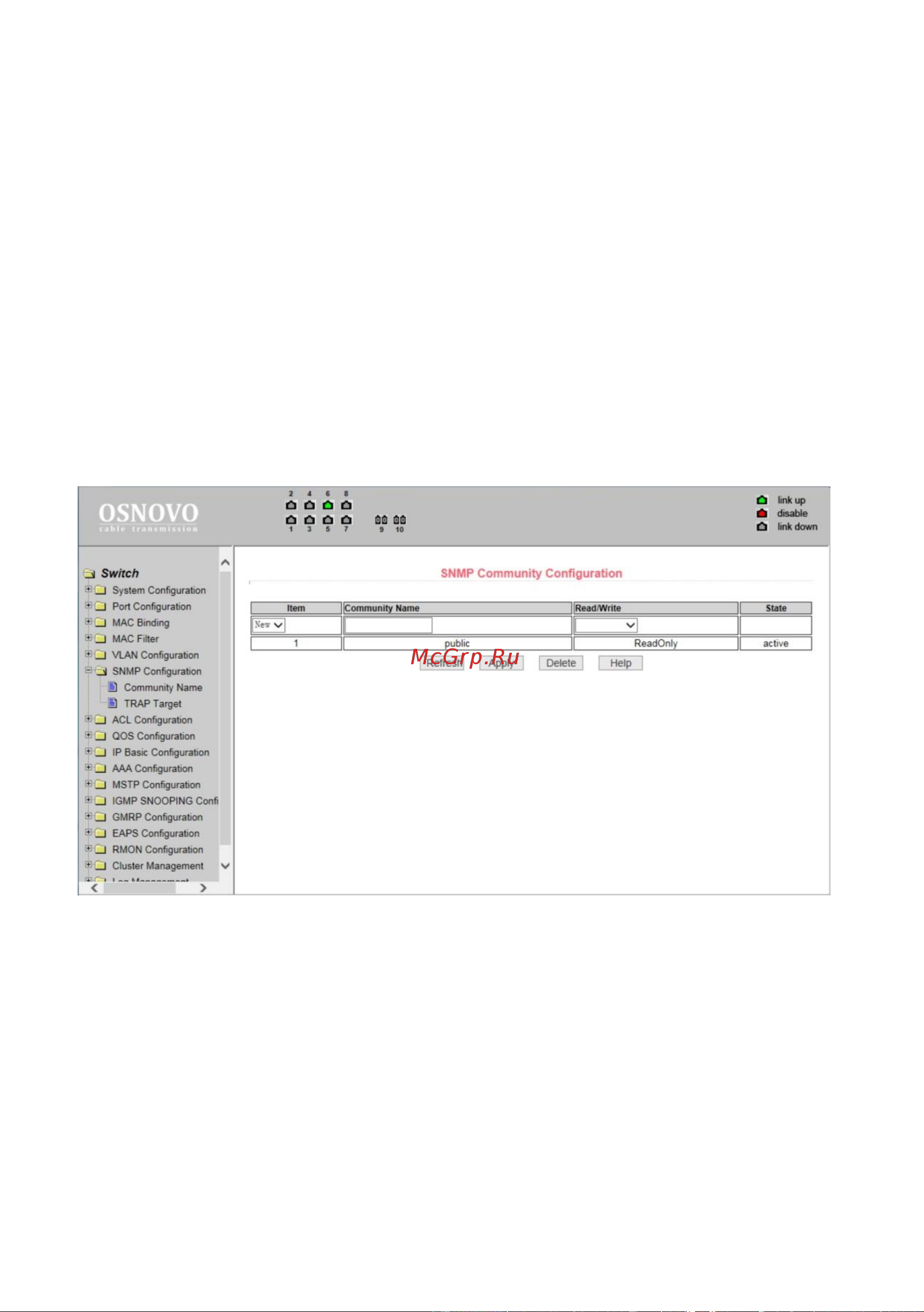 Osnovo SW-80802/ILS(port 90W, 300W) Gigabit Ethernet на 8xRJ45 PoE + 2 SFP порта c датчиком температуры и влажности sct1357 Паспорт онлайн [26/96] 855169