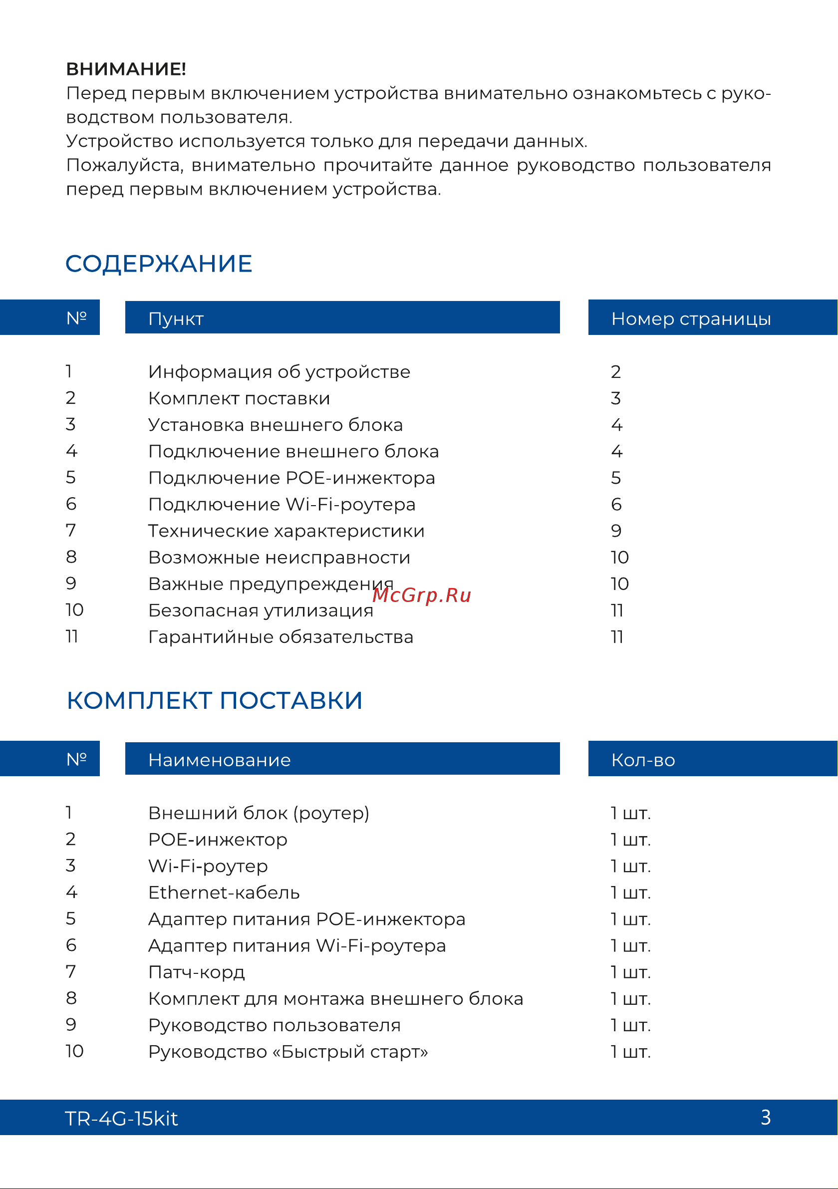 Триколор (15 дб), TR-4G-15kit Руководство пользователя онлайн [3/12] 855257