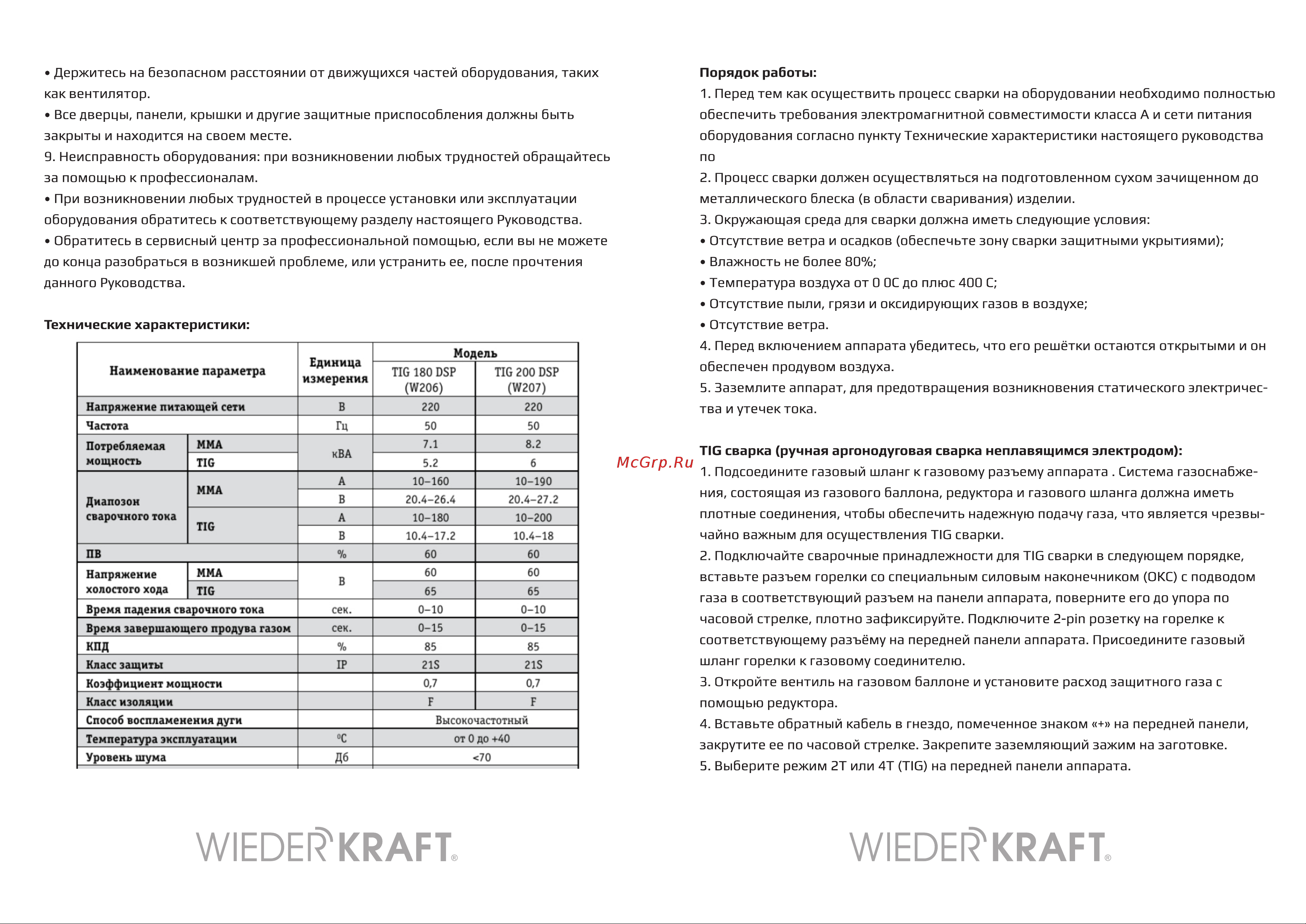 Wiederkraft WDK TIG-200 Инструкция онлайн [4/4] 855303