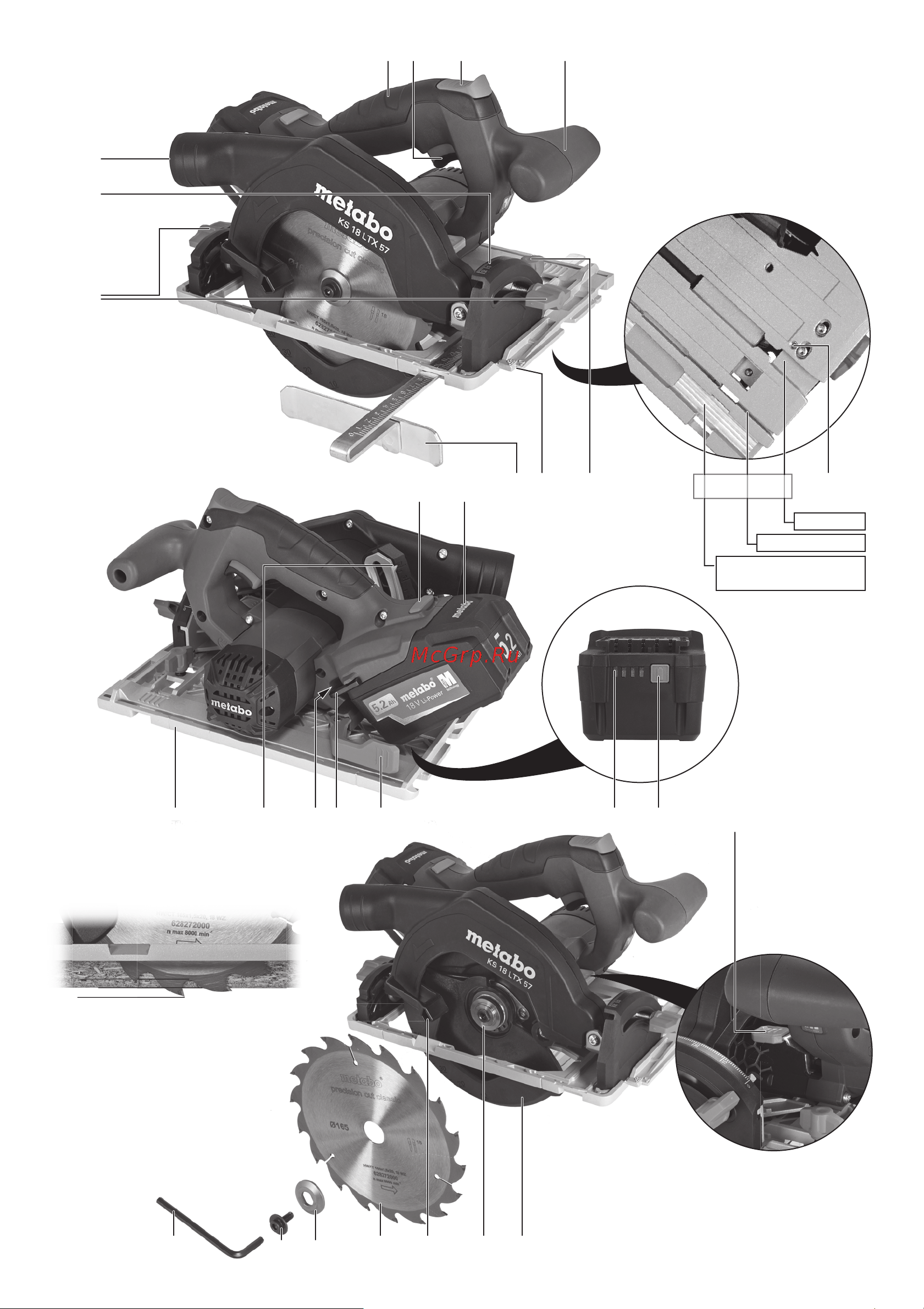 Metabo KS 18 LTX 57 + 1 Li-Powerх 4 Ач + ЗУ ASC30-36 T03480 Инструкция к товару онлайн [2/96] 855988