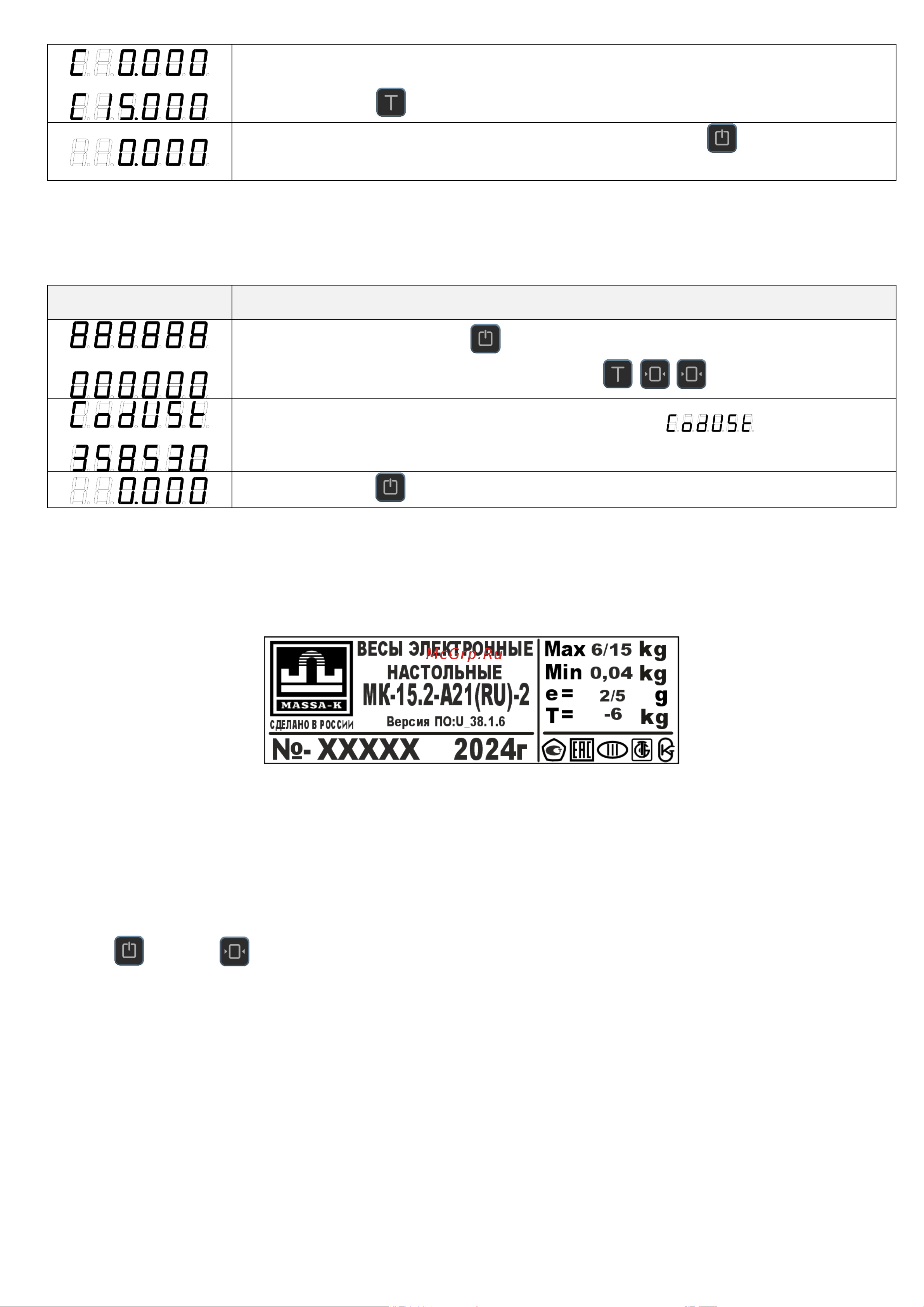 МАССА-К порционные RS232,USB МК-6.2-А21(RU)-2 500691 Весы МК_А_-2. Руководство по эксплуатации онлайн [15/17] 856830
