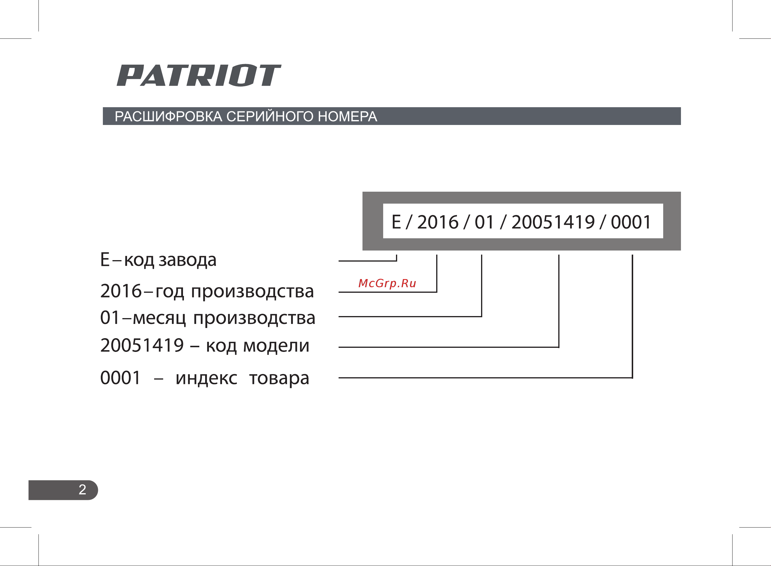 Patriot VP 10А 315302500 Инструкция к PATRIOT VP 10А 315302500 онлайн [2/32] 856868