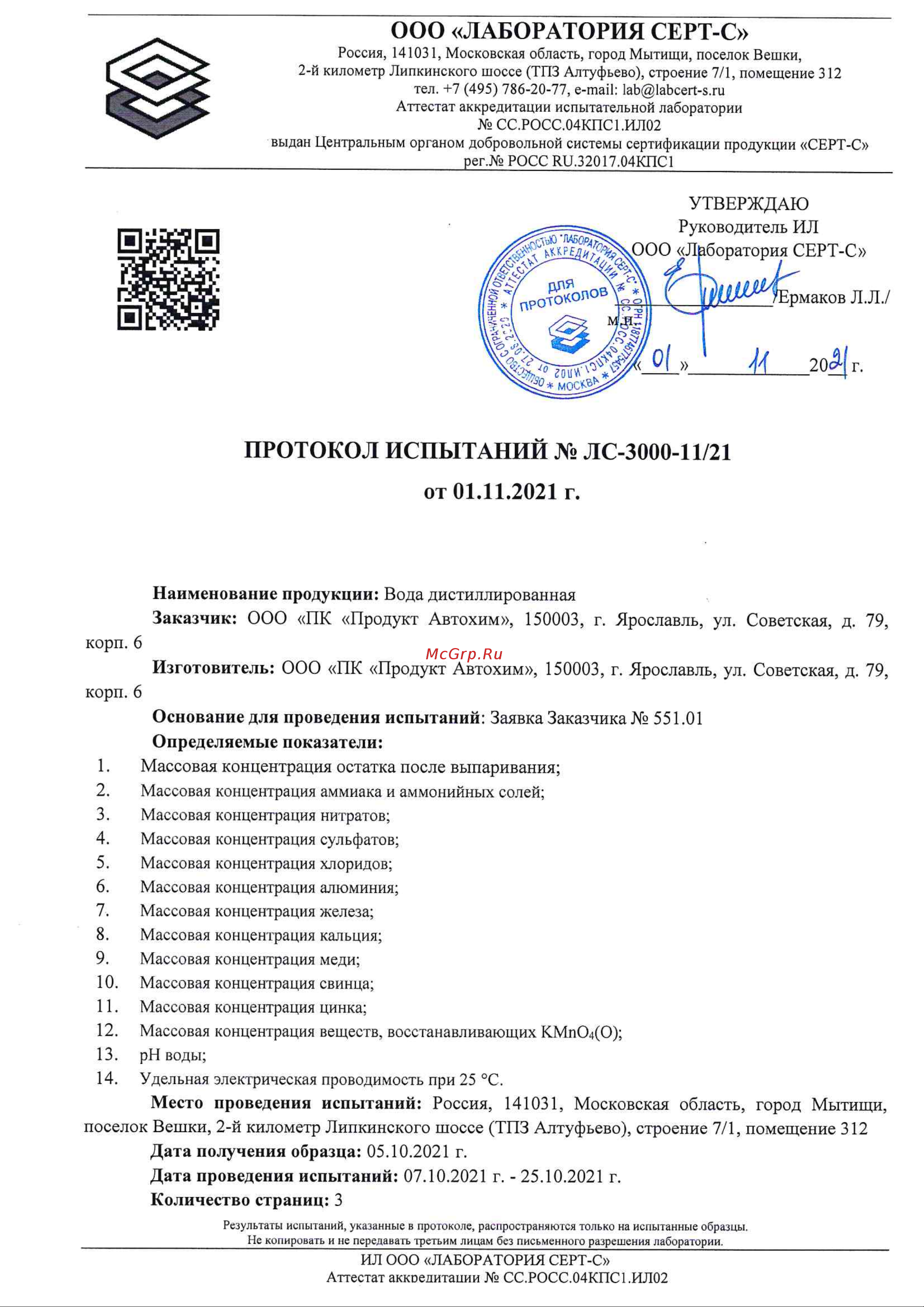 Glanz GL-104 Лабораторные исследования онлайн