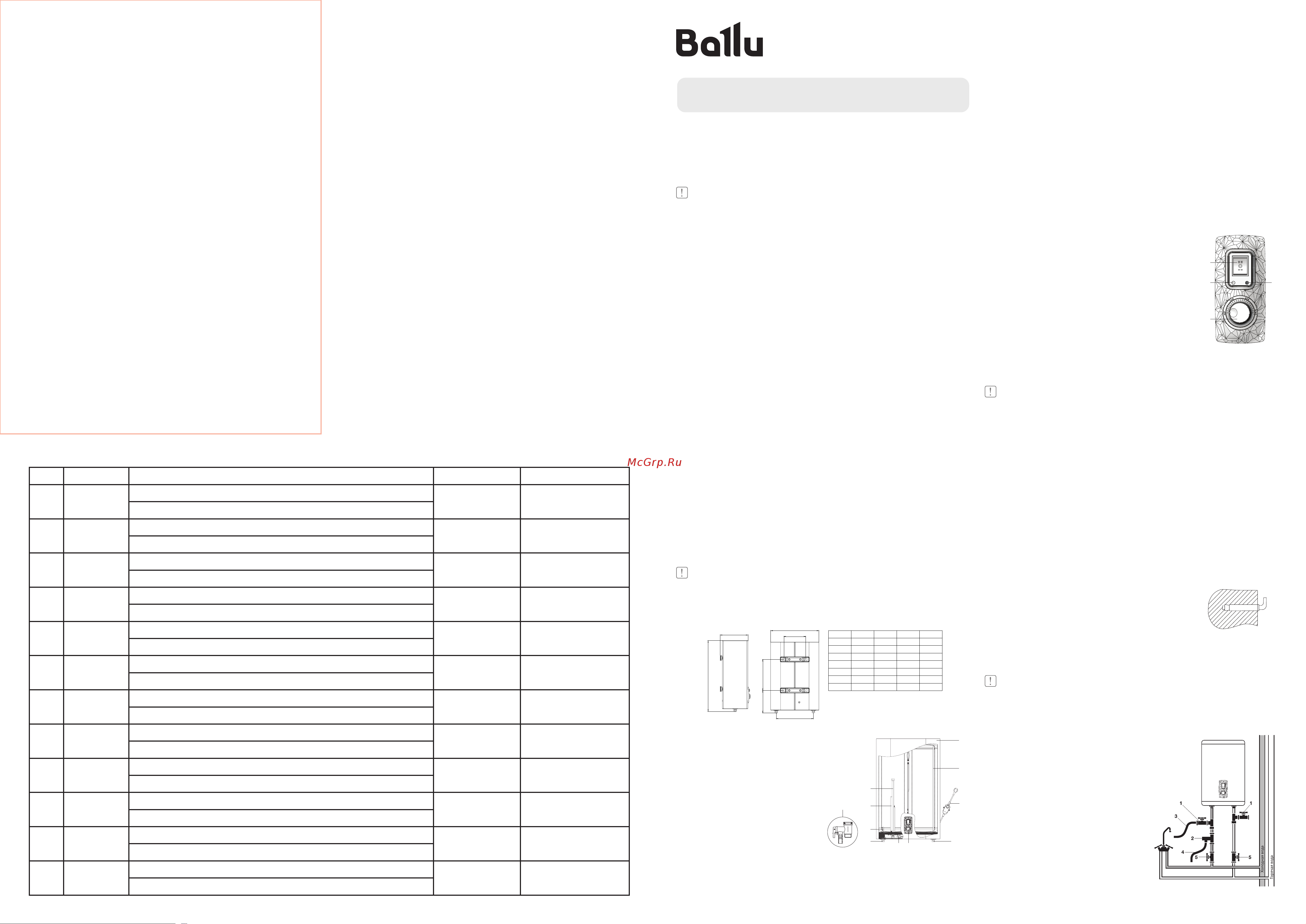 Ballu BWH/S 50 Artendo DH НС-1602423 Инструкция по эксплуатации онлайн
