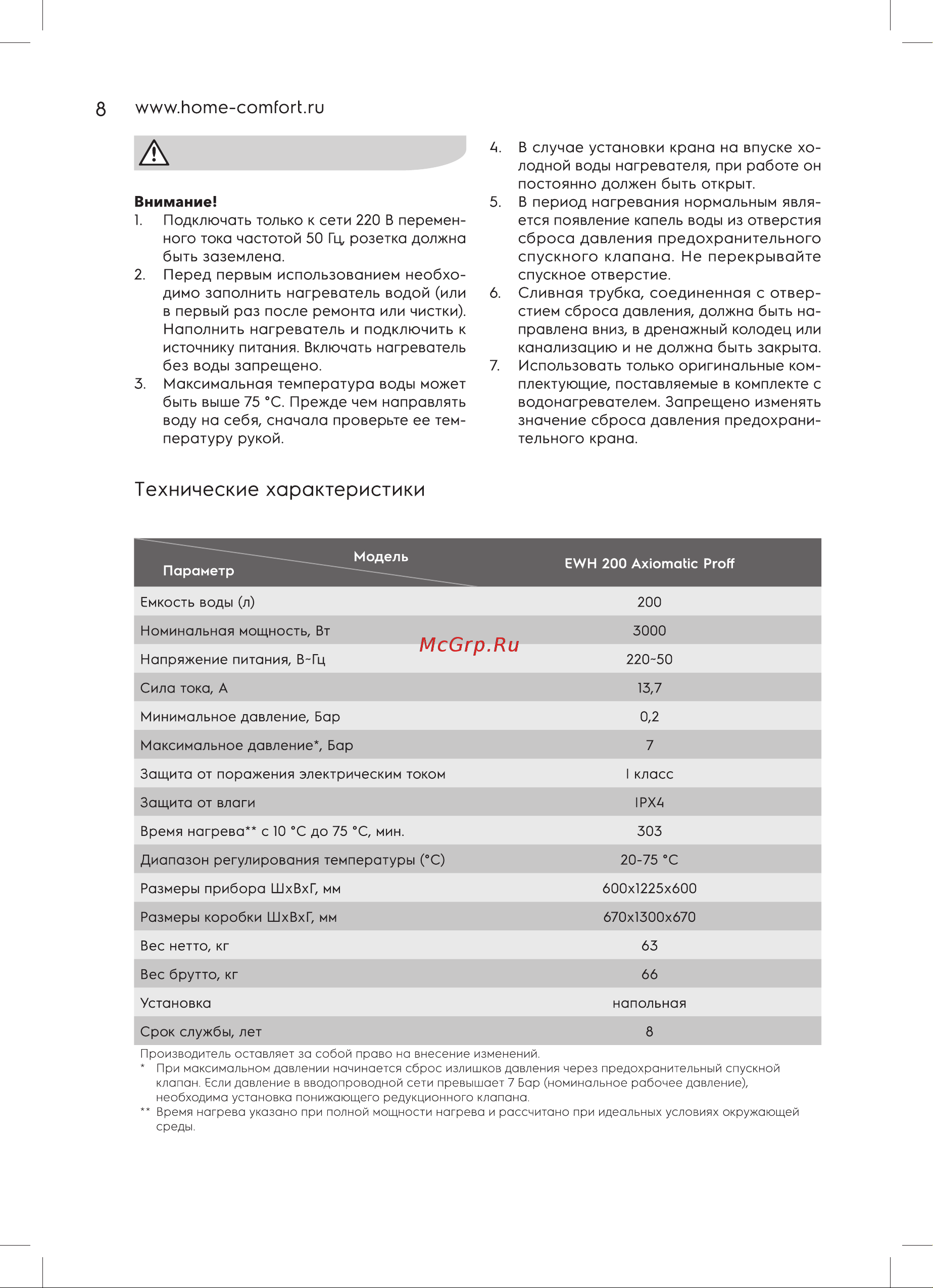 Electrolux EWH 200 AXIOmatic Proff НС-1151209 Инструкция онлайн [8/32] 857435