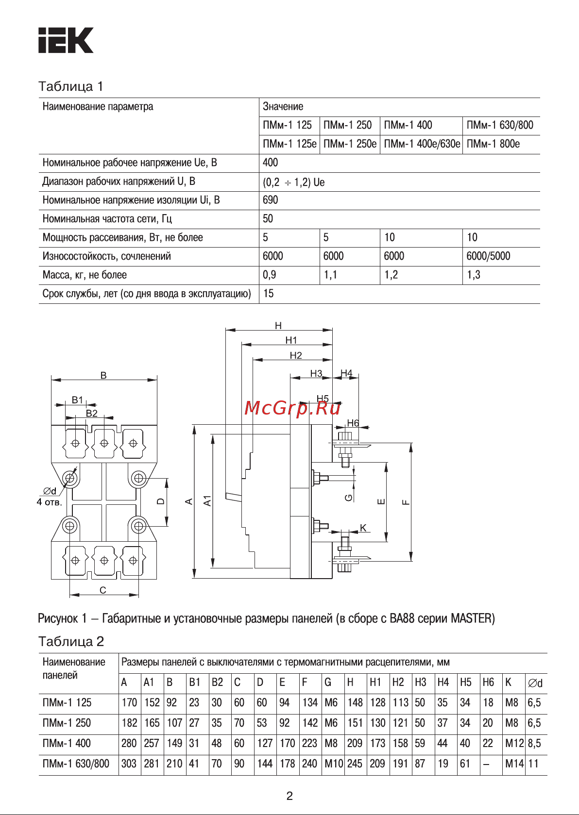 Iek ПМм1-630/800 с задним резьбовым присоединением для ВА88-40 MASTER SVA70D-PM1-R-02 Инструкция к товару онлайн [2/6] 858207