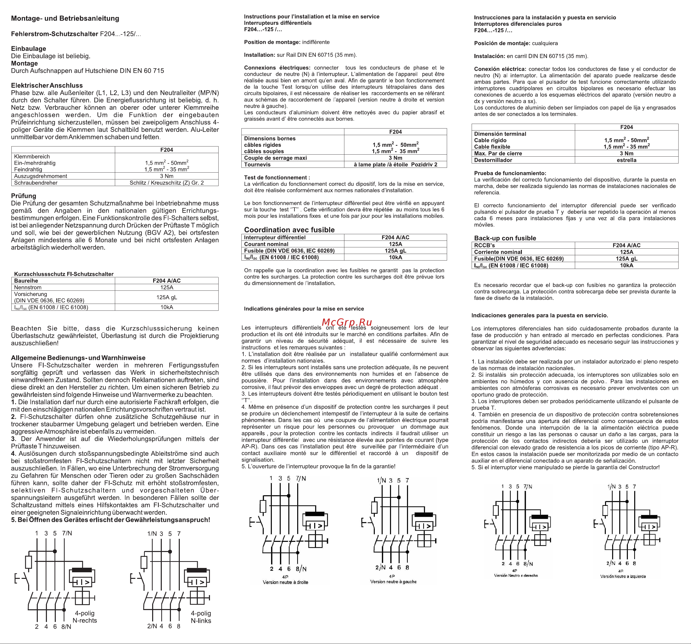 ABB , УЗО, 4п, 25А, 30мА, F204, АС 2CSF204001R1250 Инструкция к товару онлайн [2/2] 858306