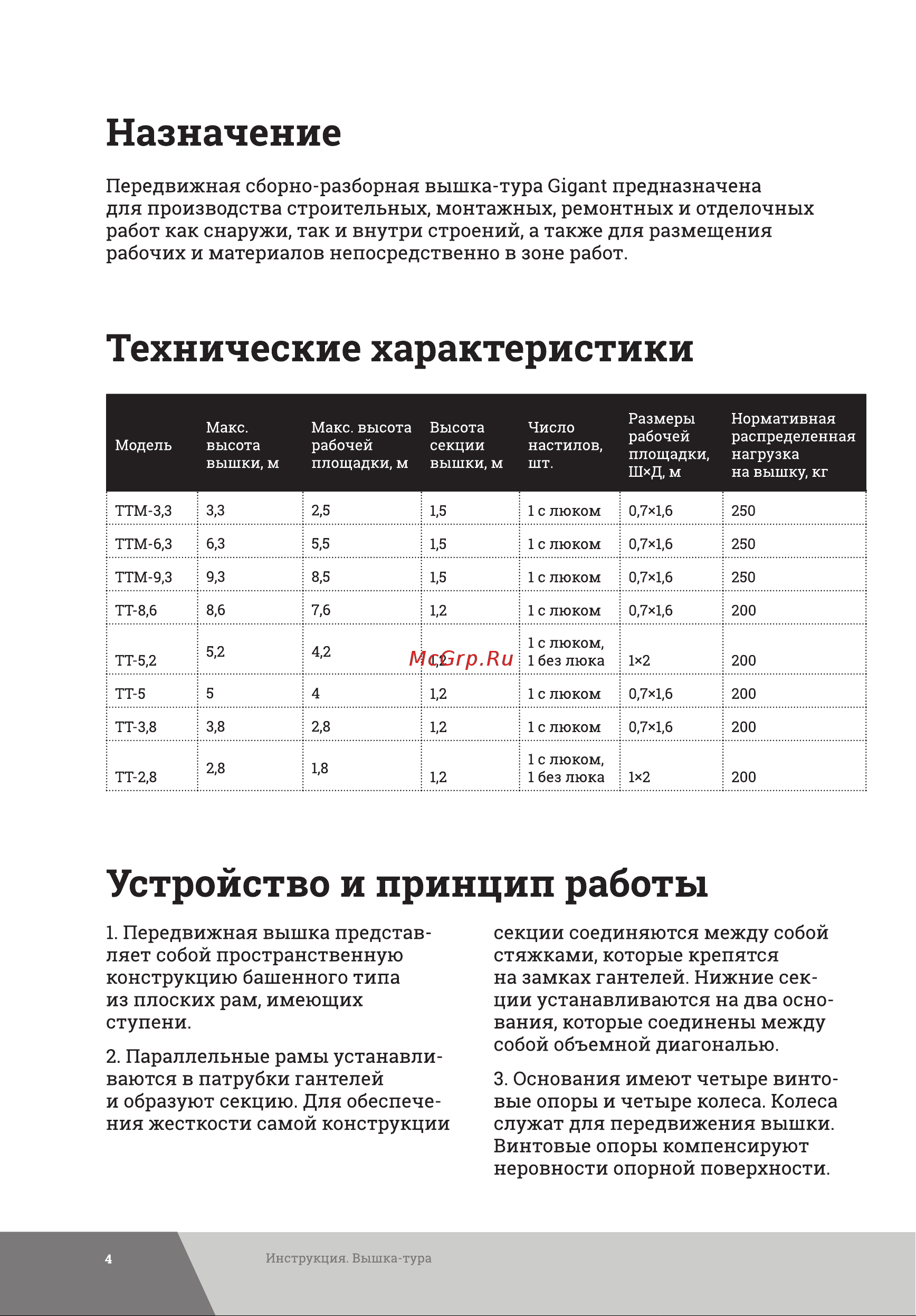 Gigant h=6,3; 0,7x1,6 TTМ-6,3 Инструкция к Gigant TTМ-6,3 онлайн [4/16] 858564