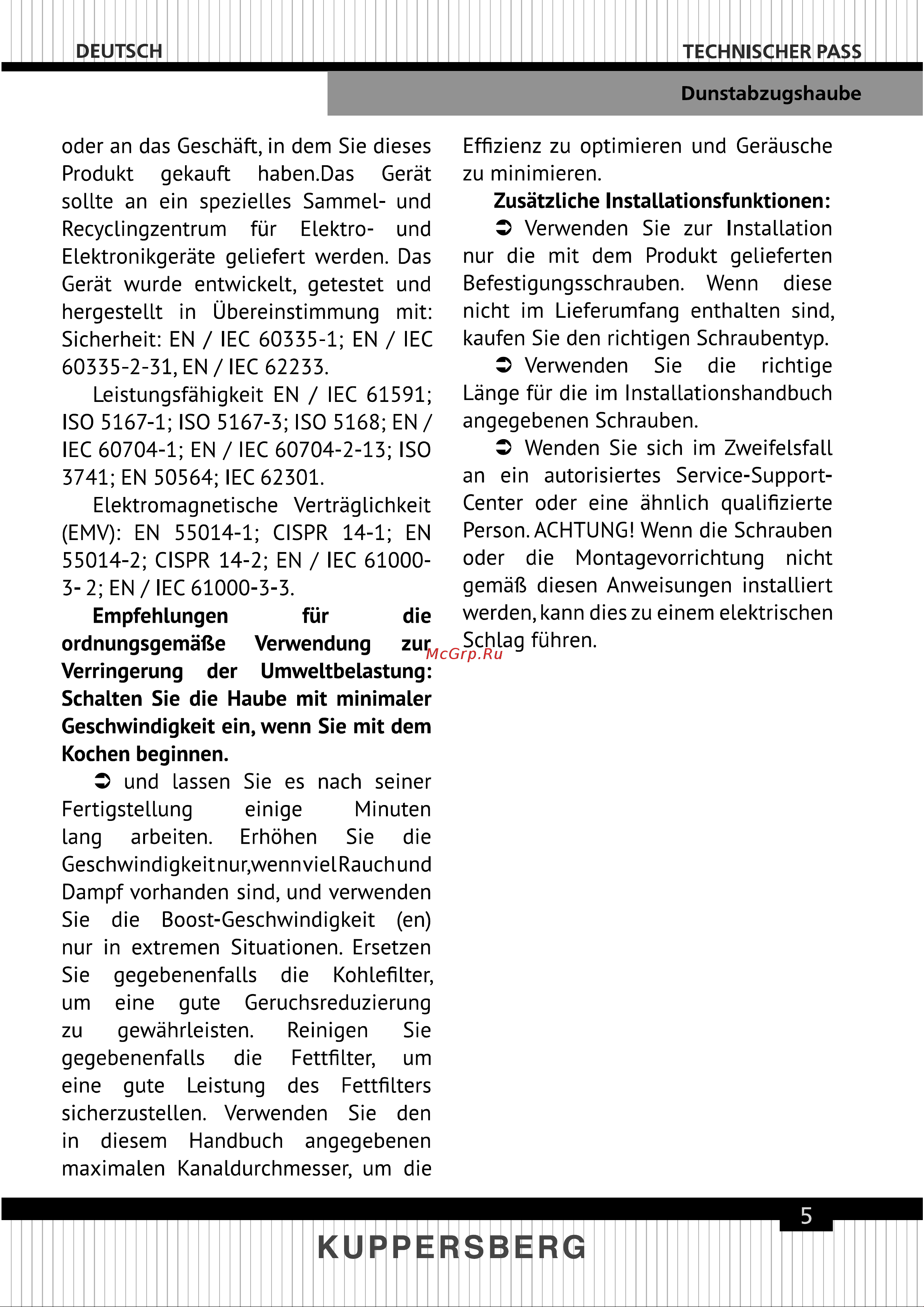 Kuppersberg Вытяжка WL-TUBA X 6135 Инструкция WL TUBA онлайн [5/44] 858828