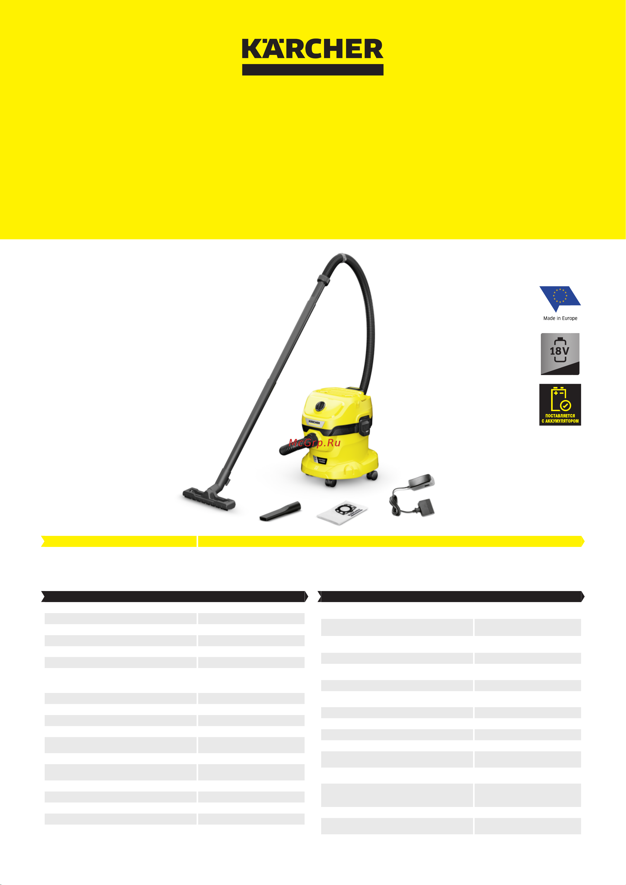 Karcher WD 2-18 Battery Set V-12/18 1.628-501.0 инструкция онлайн