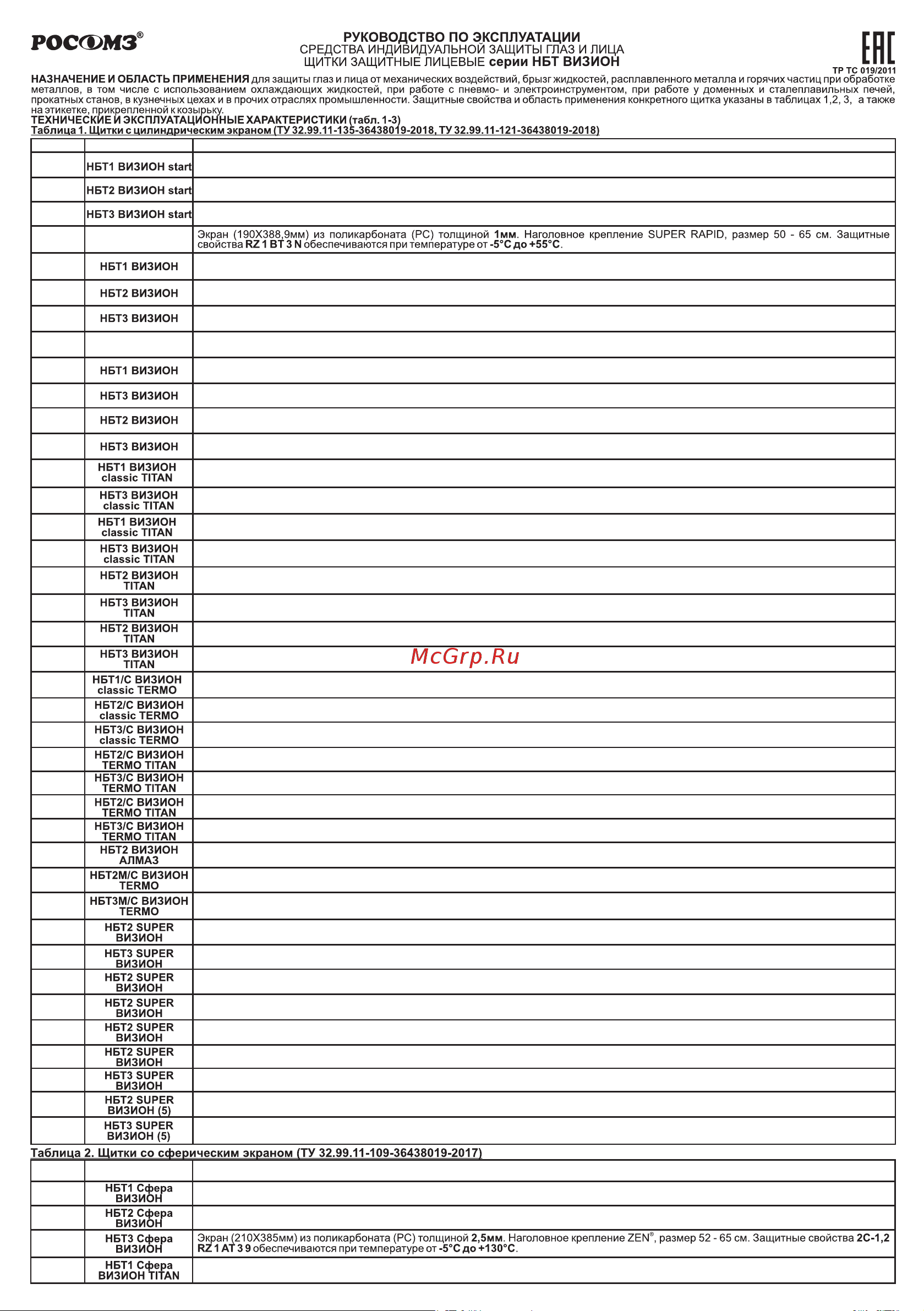 Росомз НБТ1 ВИЗИОН 413130 Инструкция онлайн